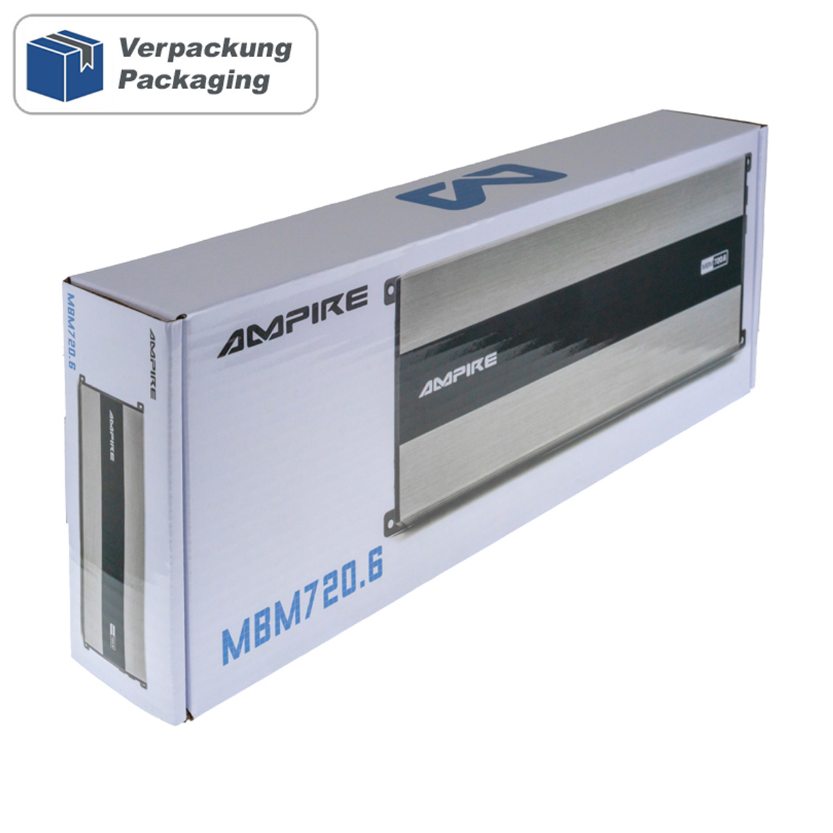 Ein Ampire MBM720.6 Verstärker in seiner Verpackung.