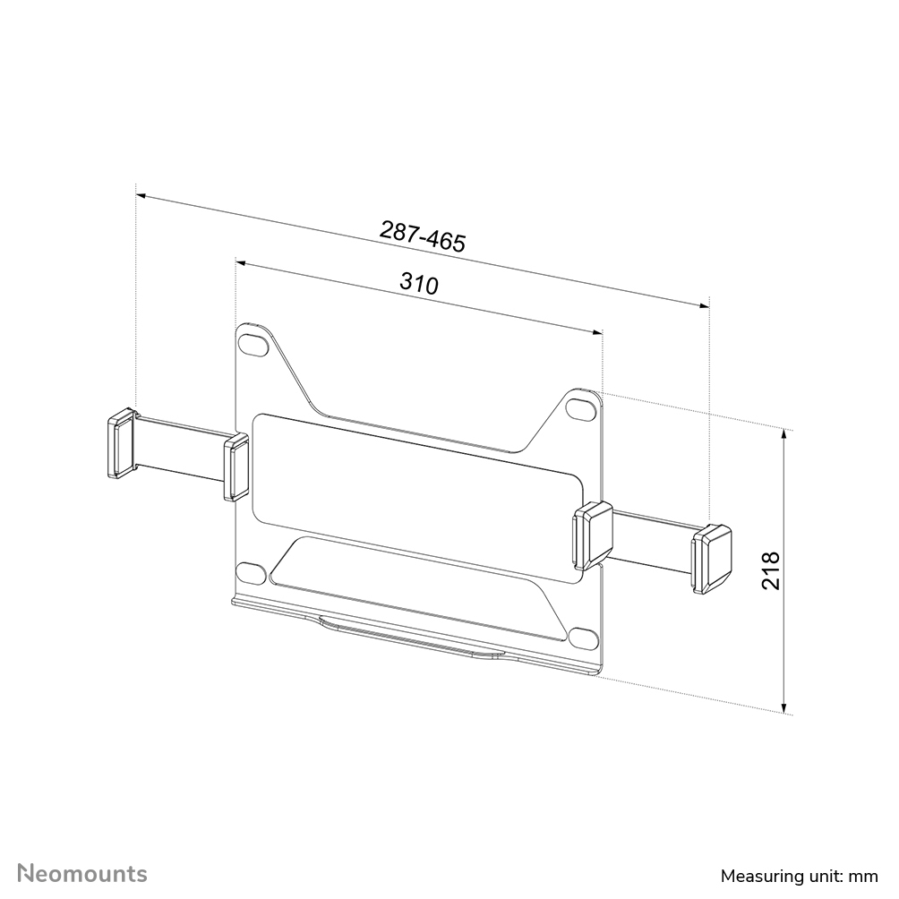 Technical drawing of a wall mount with dimensions 287-465 x 218 mm.