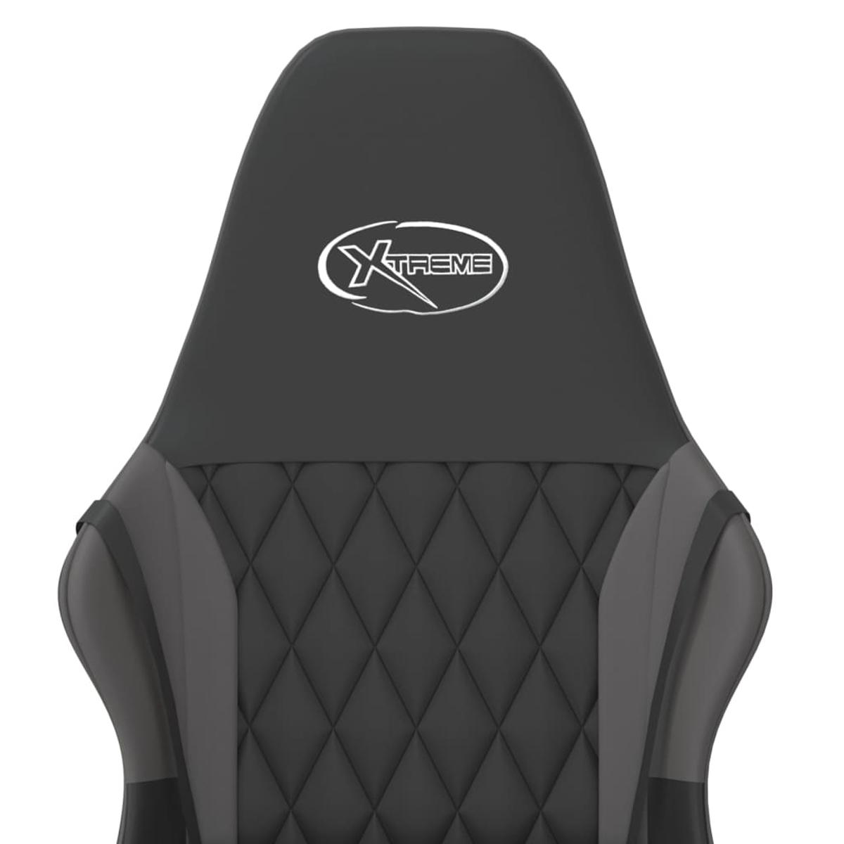 Schwarzer Gaming-Stuhl mit Xtreme-Logo und Rautenmuster auf der Sitzfläche.