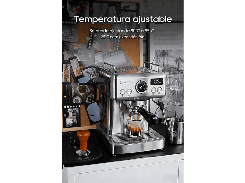 Cafetera express | HIBREW H10A, 19 bar, 1350 W, 350 ml, Astilla