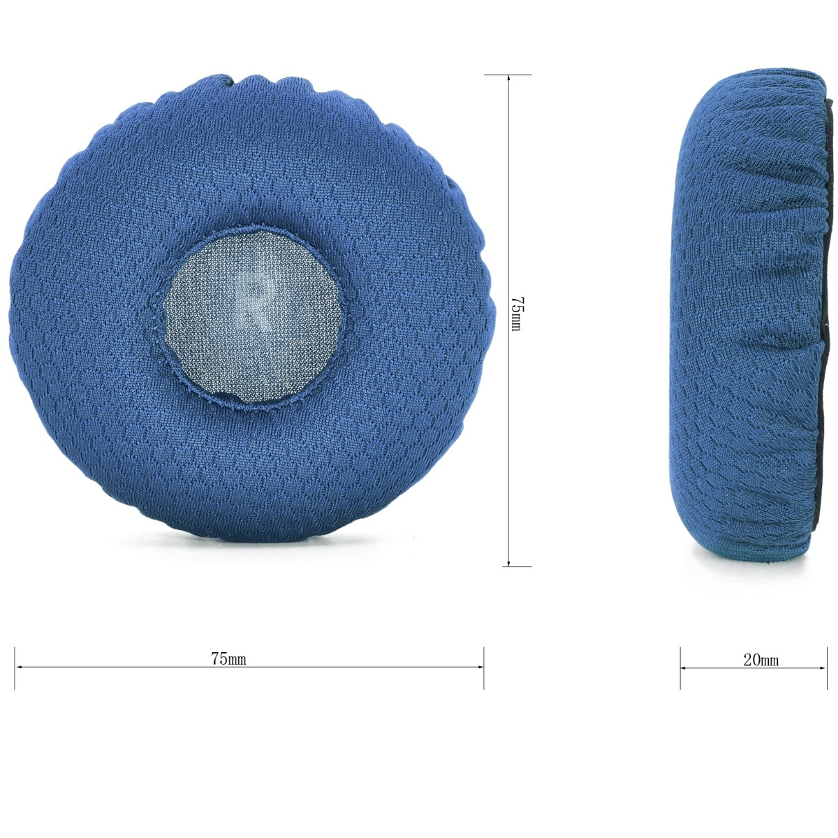 Almohadilla azul, 75mm diámetro, 20mm grosor.