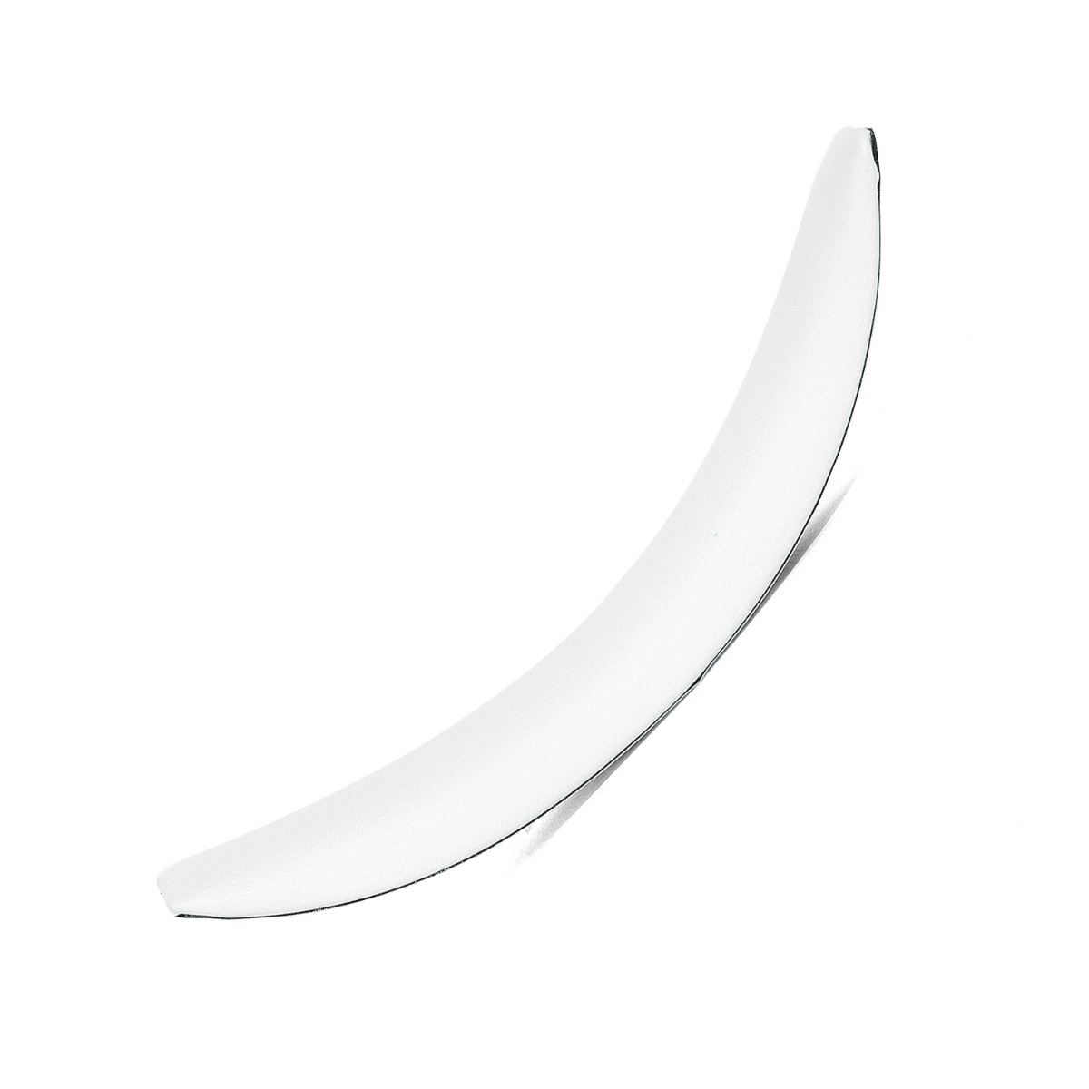 Un objeto blanco y curvo, elegante, sobre fondo blanco.