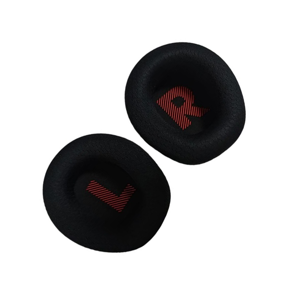 Almohadillas negras con marcas rojas L y R sobre fondo blanco.