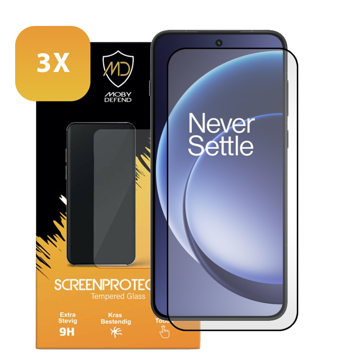 3x protecteur d'écran en verre trempé Moby Defend pour smartphone.