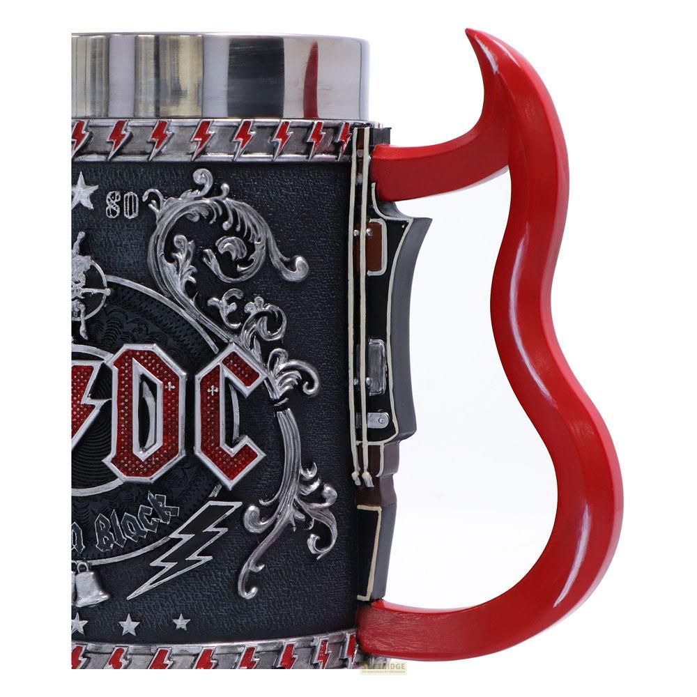 Schwarzer Becher mit rotem Gitarren-Griff und AC/DC-Logo.