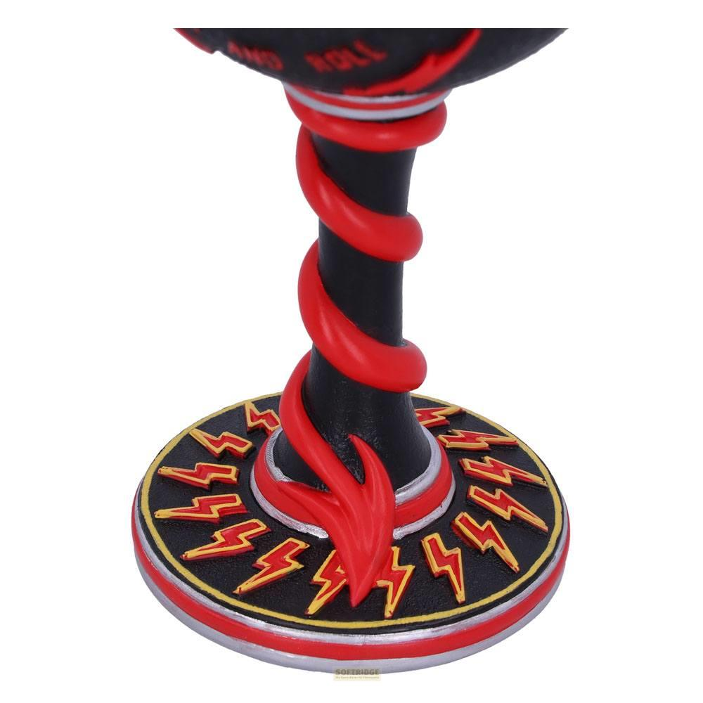 Schwarzer Ständer mit roter Spirale, umgeben von Blitzmustern.