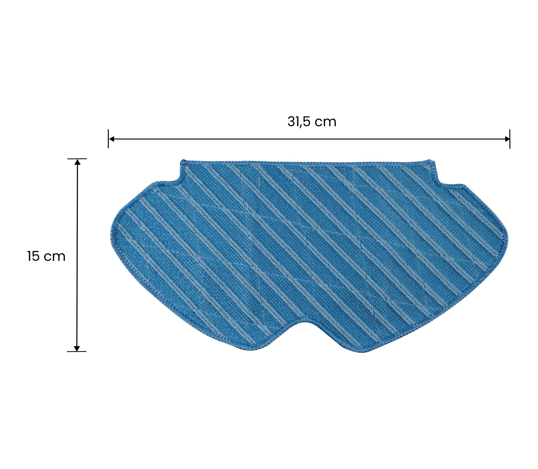Blaues Wischpad mit Streifen, 31,5 x 15 cm.
