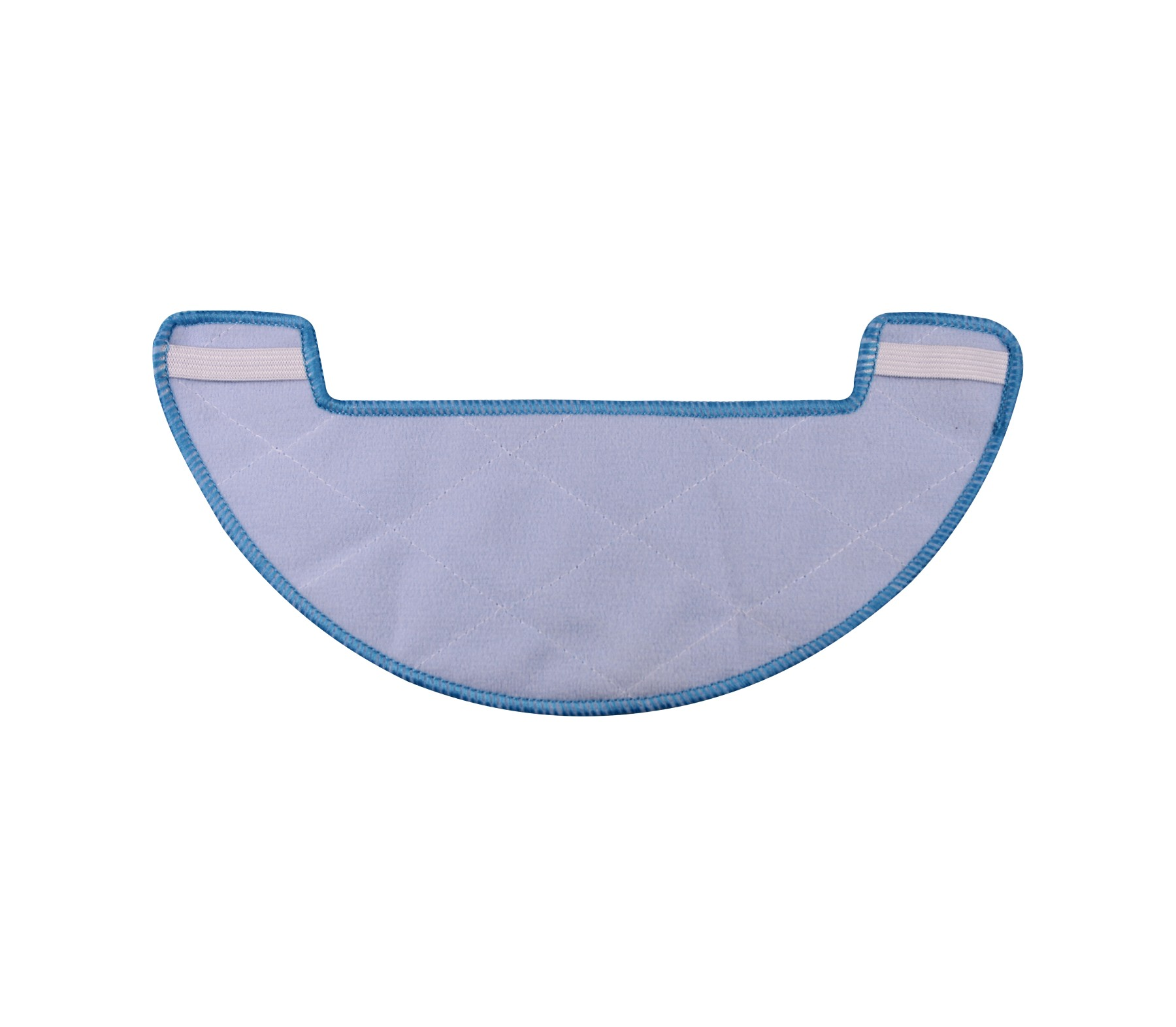 Ein hellblaues Mikrofaser-Reinigungstuch mit blauer Umrandung und Gummibändern.