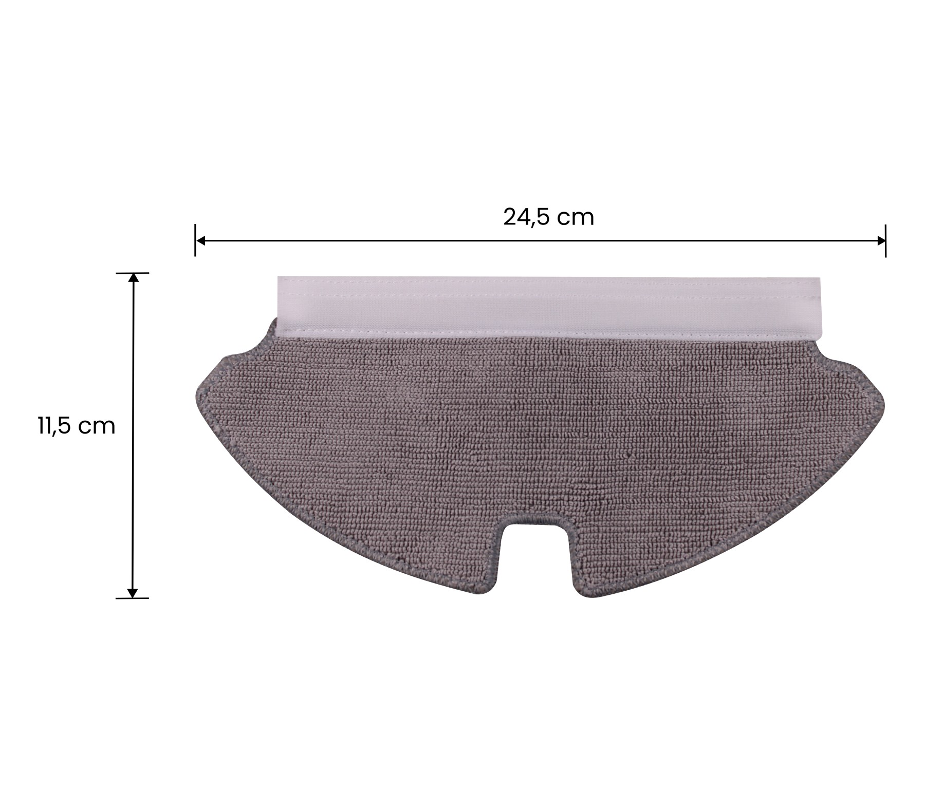 Grauer Wischaufsatz, 24,5 cm breit, 11,5 cm hoch.