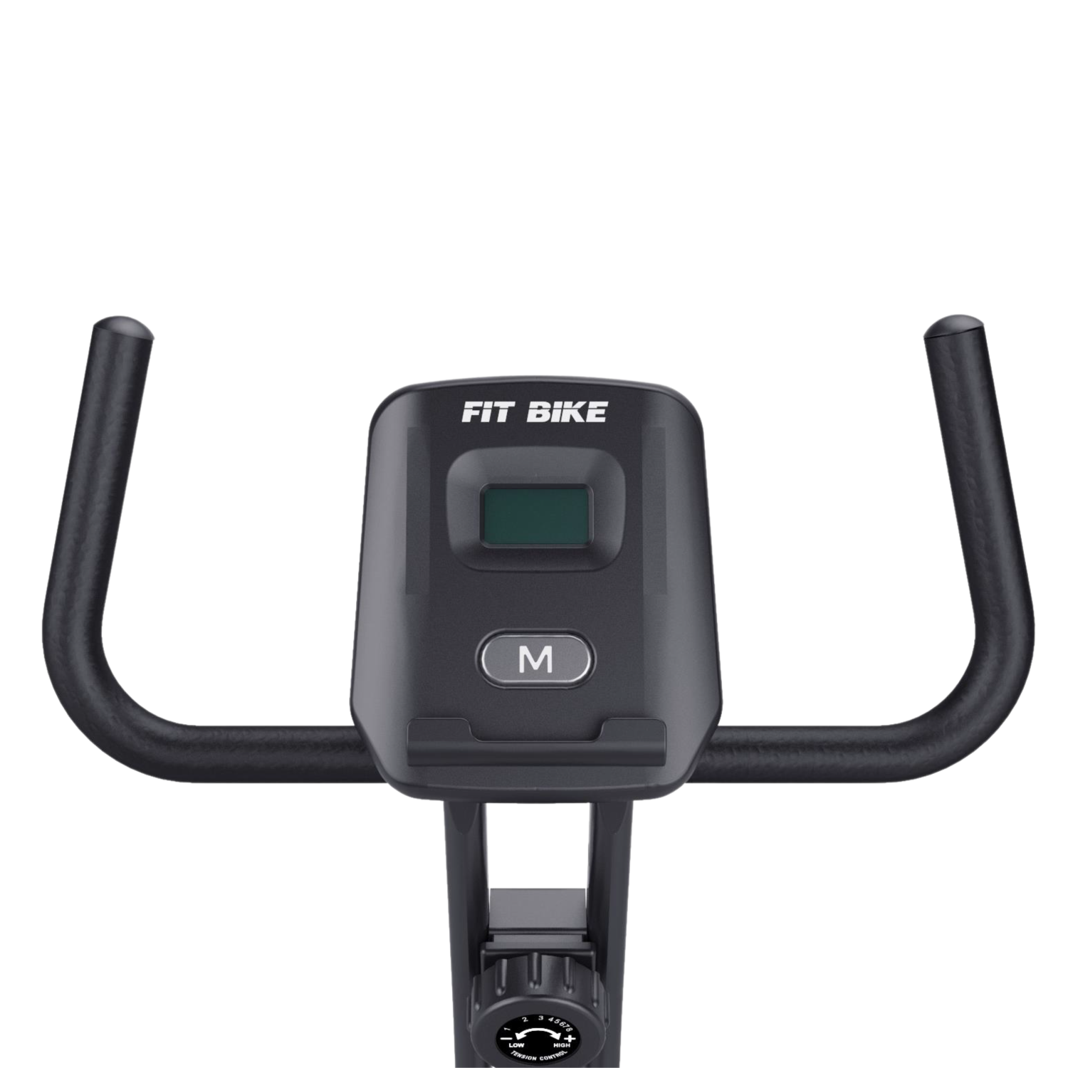 De console van een zwarte hometrainer met "FIT BIKE" logo.