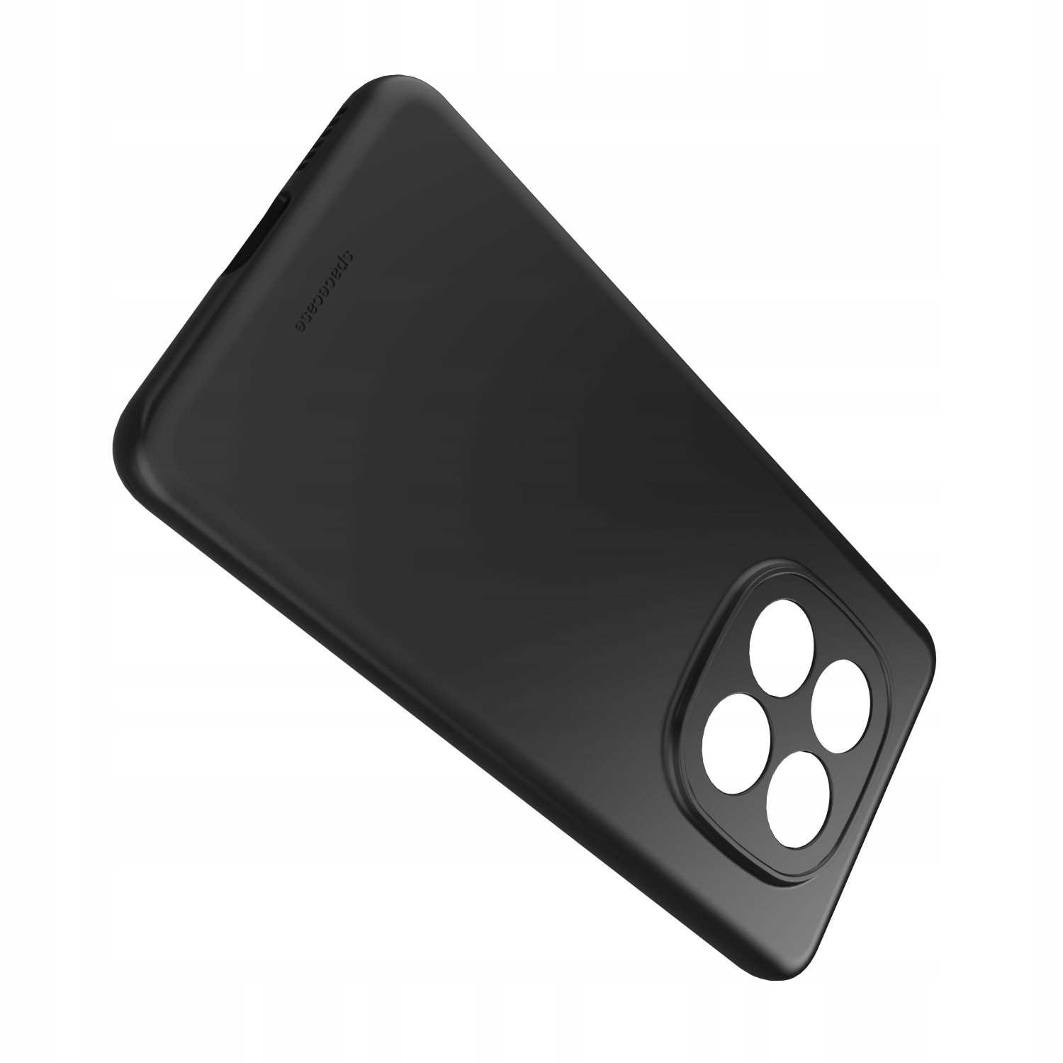 Czarne etui na telefon z czterema okrągłymi wycięciami na aparat.