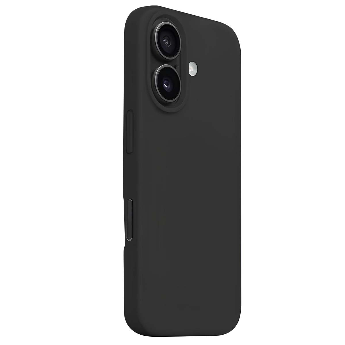 Una cover nera per telefono con due lenti per fotocamera e flash.