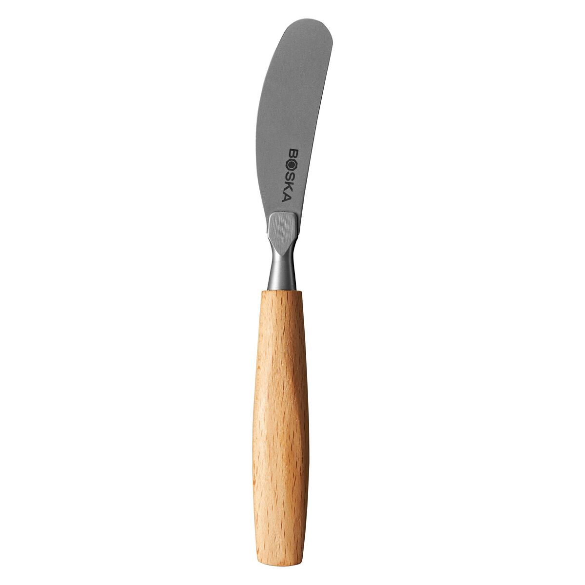 A butter knife with a wooden handle and metal blade.