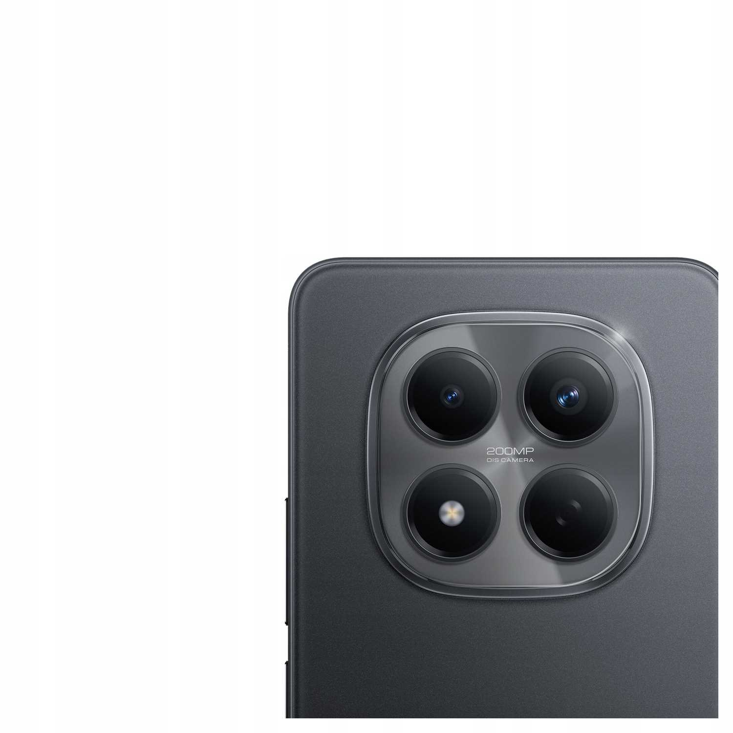 Zbliżenie tylnej części smartfona z czterema aparatami i napisem „200MP OIS CAMERA”.