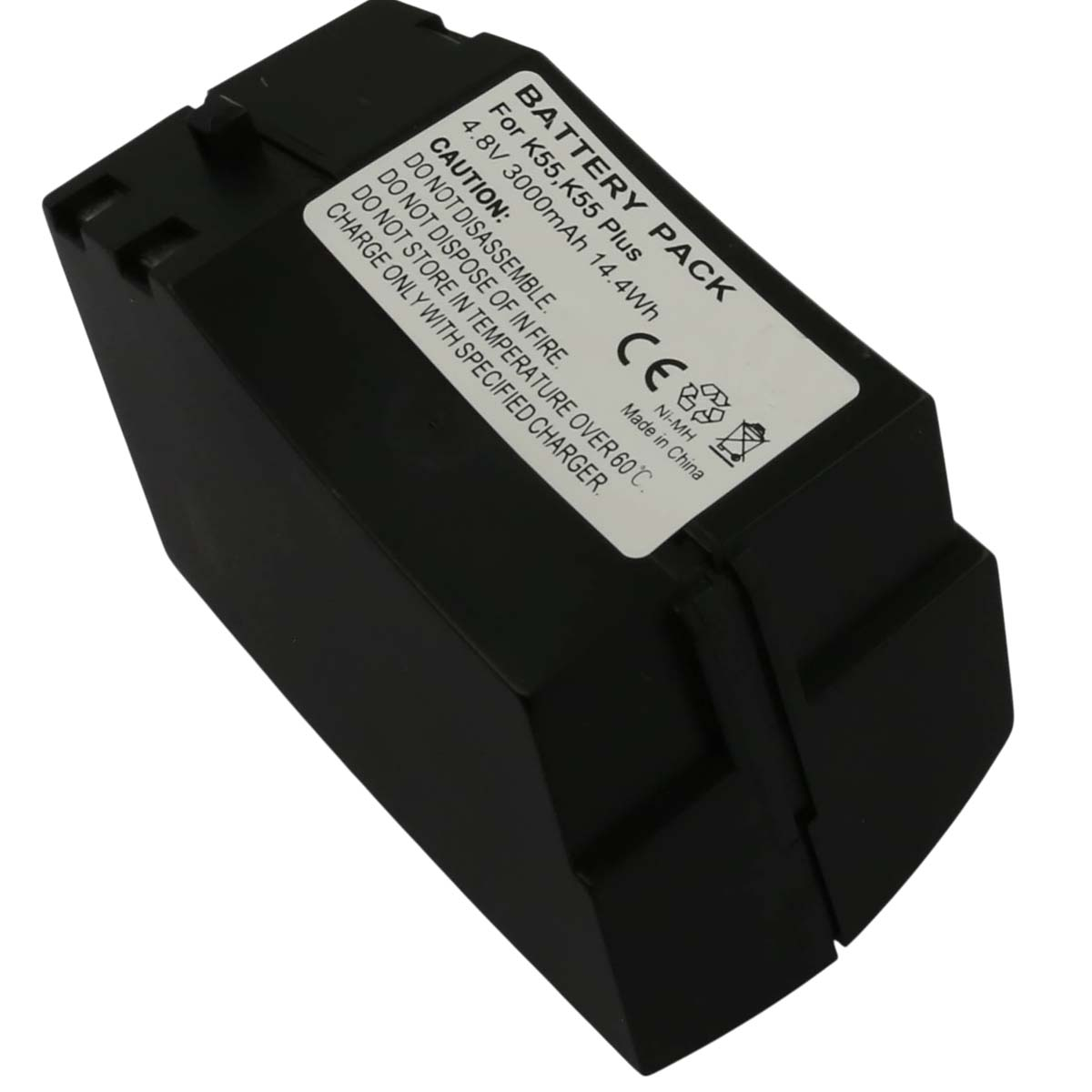 Batteria nera per K55/K55 Plus, 4,8V, 3000mAh, Ni-MH, con marchio CE.