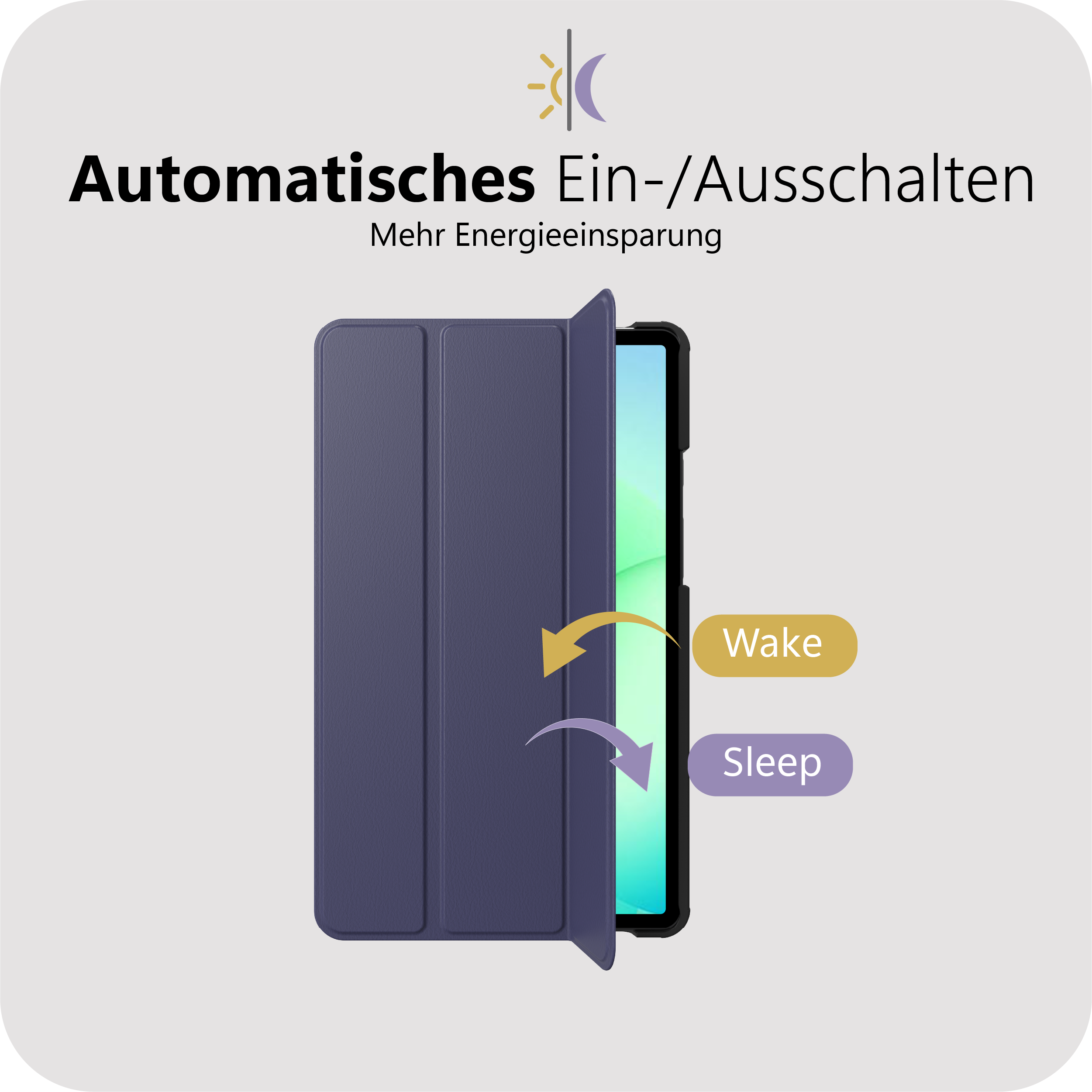 Ein Tablet mit einem blauen Gehäuse zeigt 