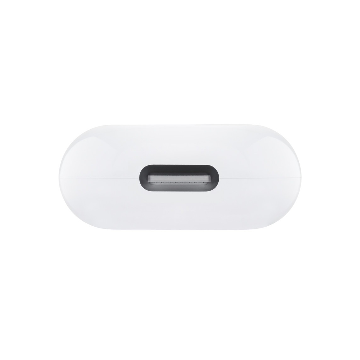 Nahaufnahme des weißen USB-C-Anschlusses an einem weißen Gerät.