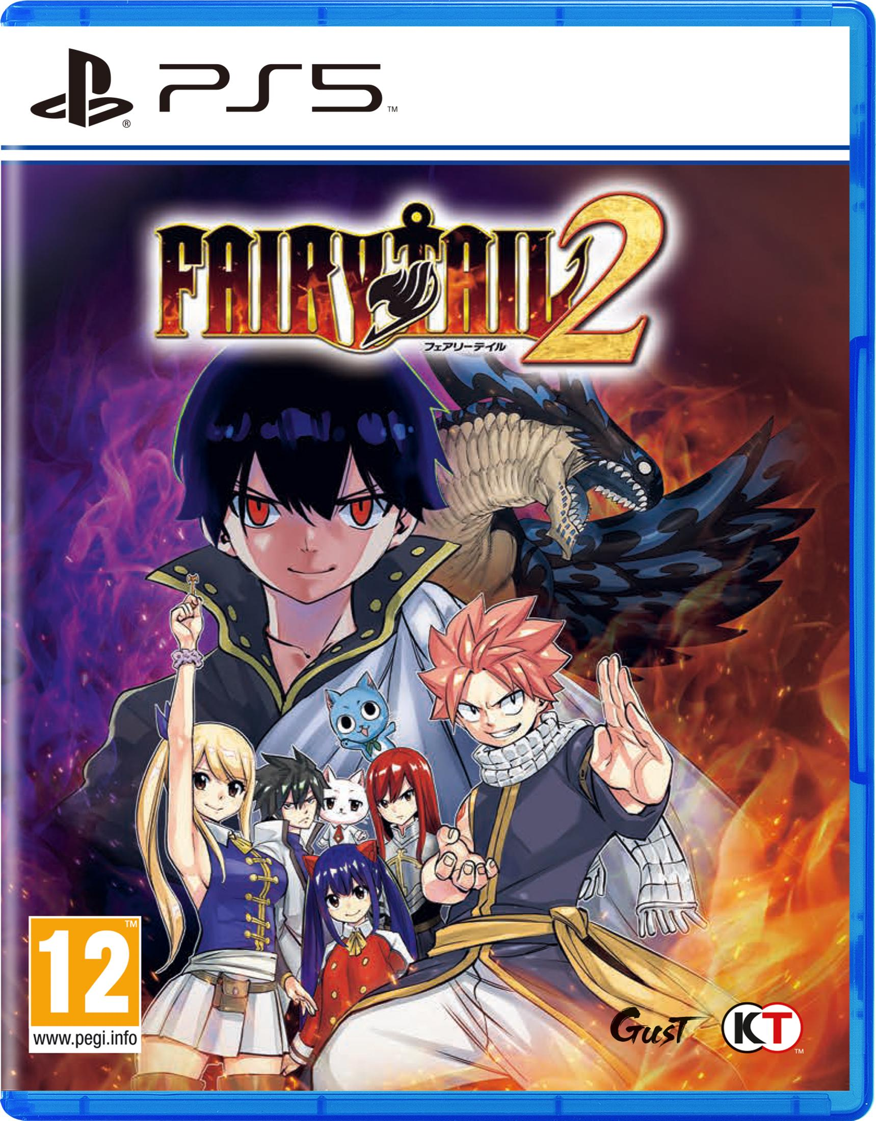 Postacie z anime, w tym chłopiec z czerwonymi oczami i smok, z logo PS5.