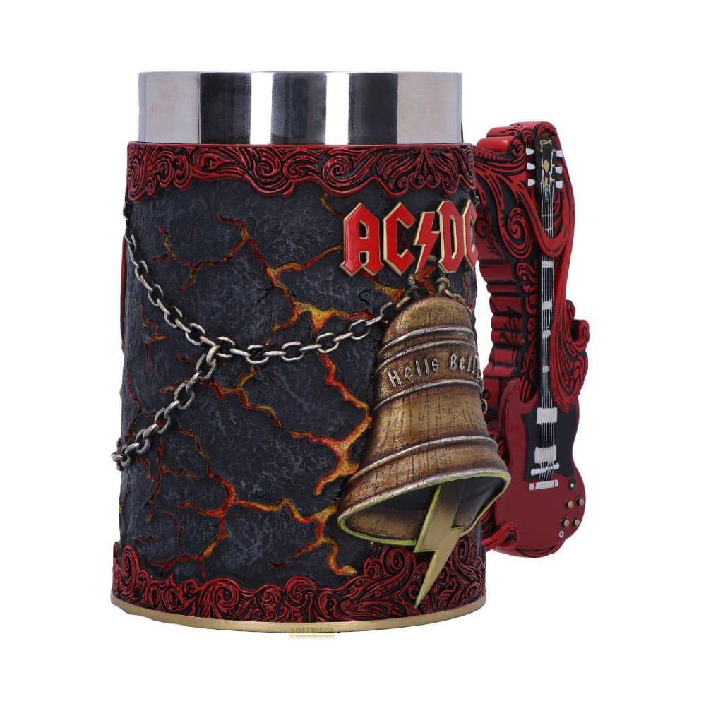 AC/DC Bierkrug mit Gitarrengriff, Glocke und Kette.