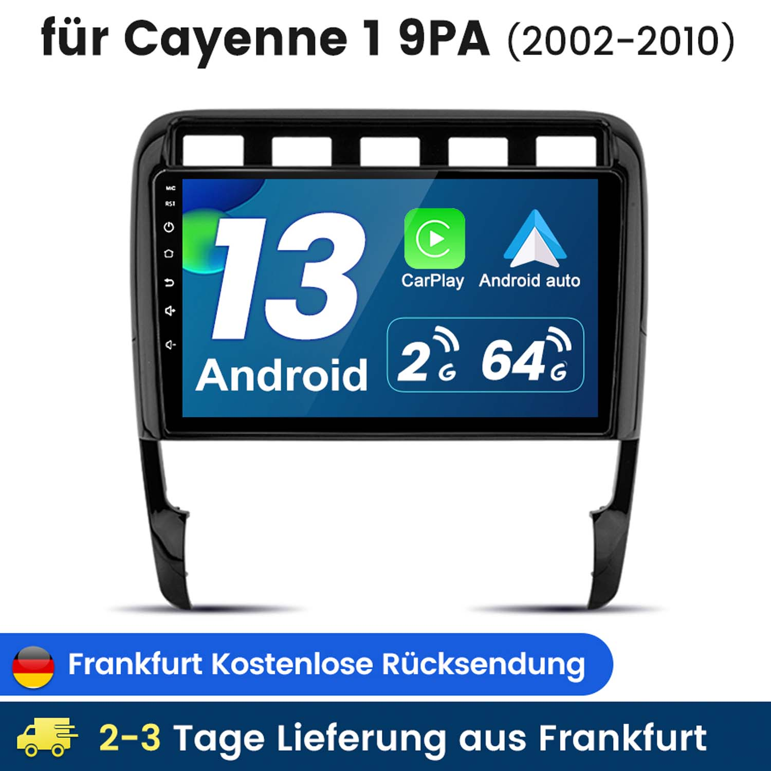 Ein 13-Zoll-Android-Autoradio für Cayenne 1 9PA (2002-2010).