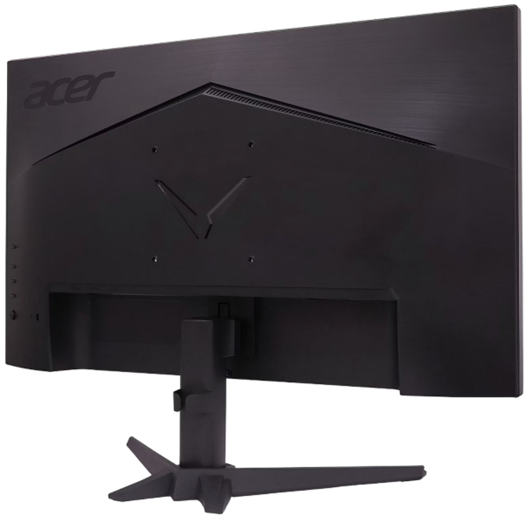 Widok z tyłu czarnego monitora Acer ze stojakiem i szczelinami wentylacyjnymi.