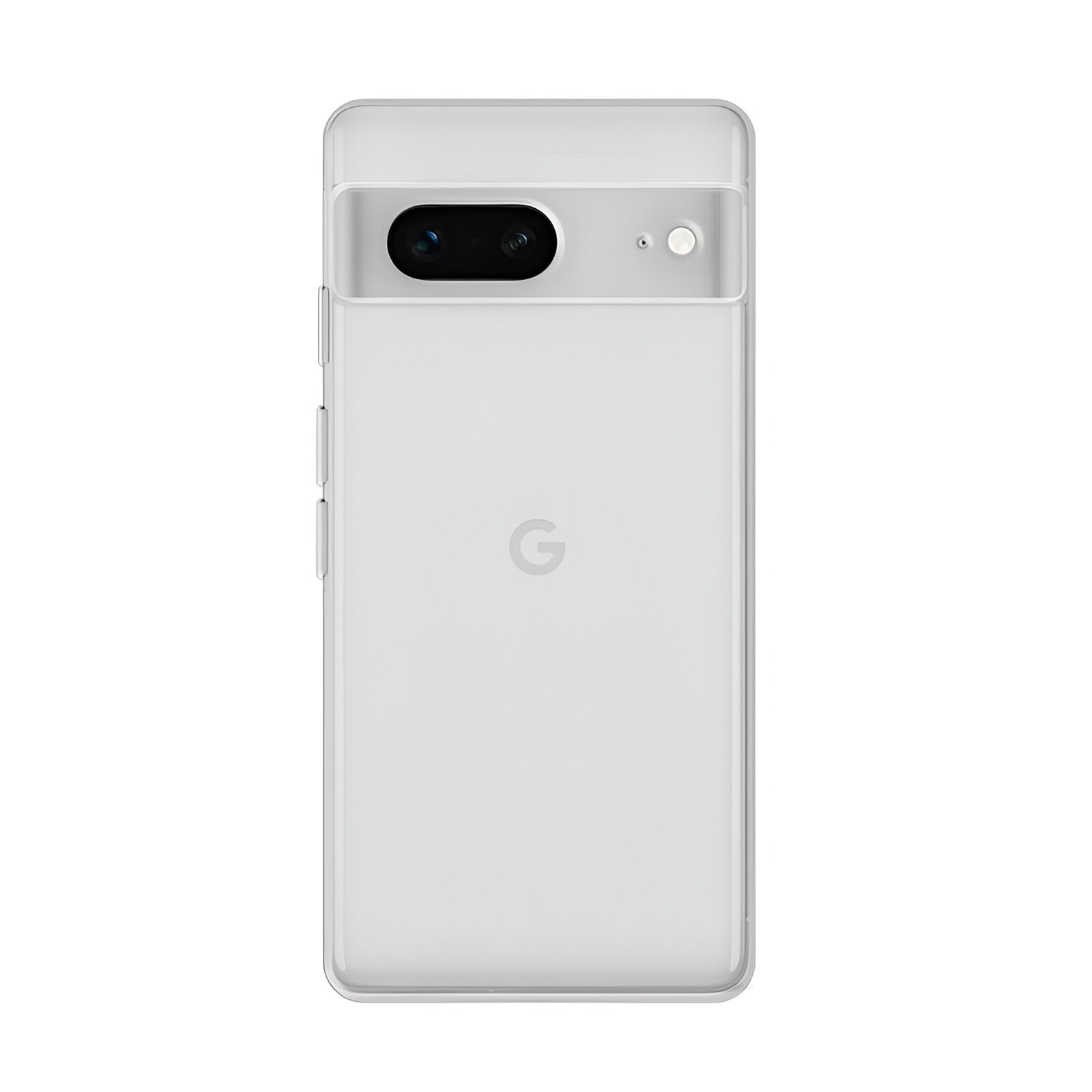 Un smartphone blanco con logo 'G' de Google y cámara trasera.