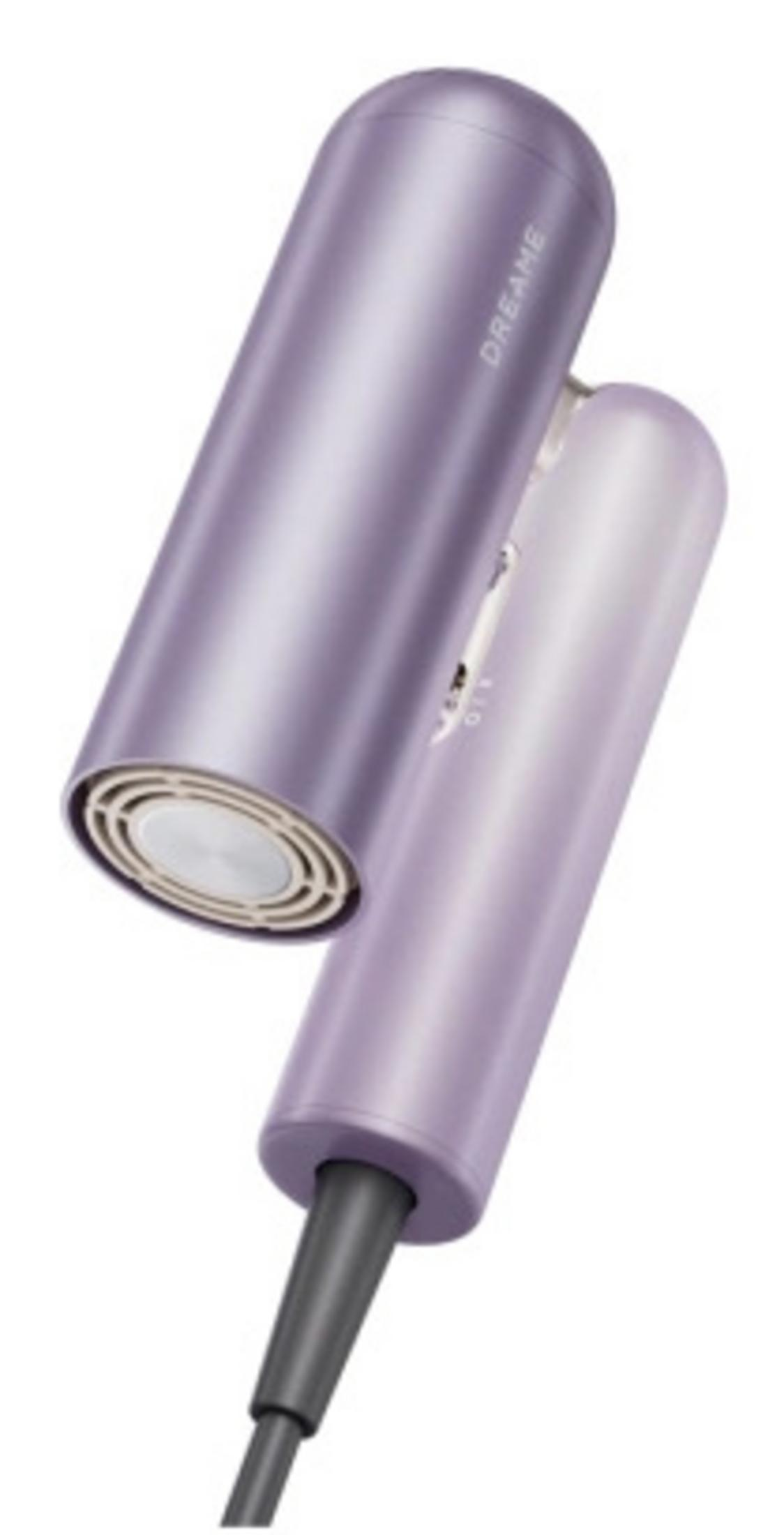 Un asciugacapelli viola Dreame con cavo grigio.