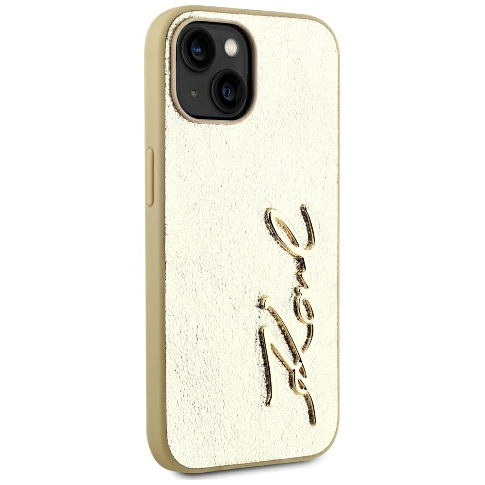 Custodia dorata per telefono con scritta 'Love' e foro fotocamera.