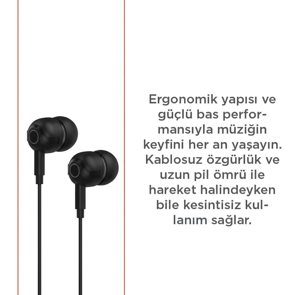 Aşağı doğru sarkan kabloları olan iki siyah kulak içi kulaklık.