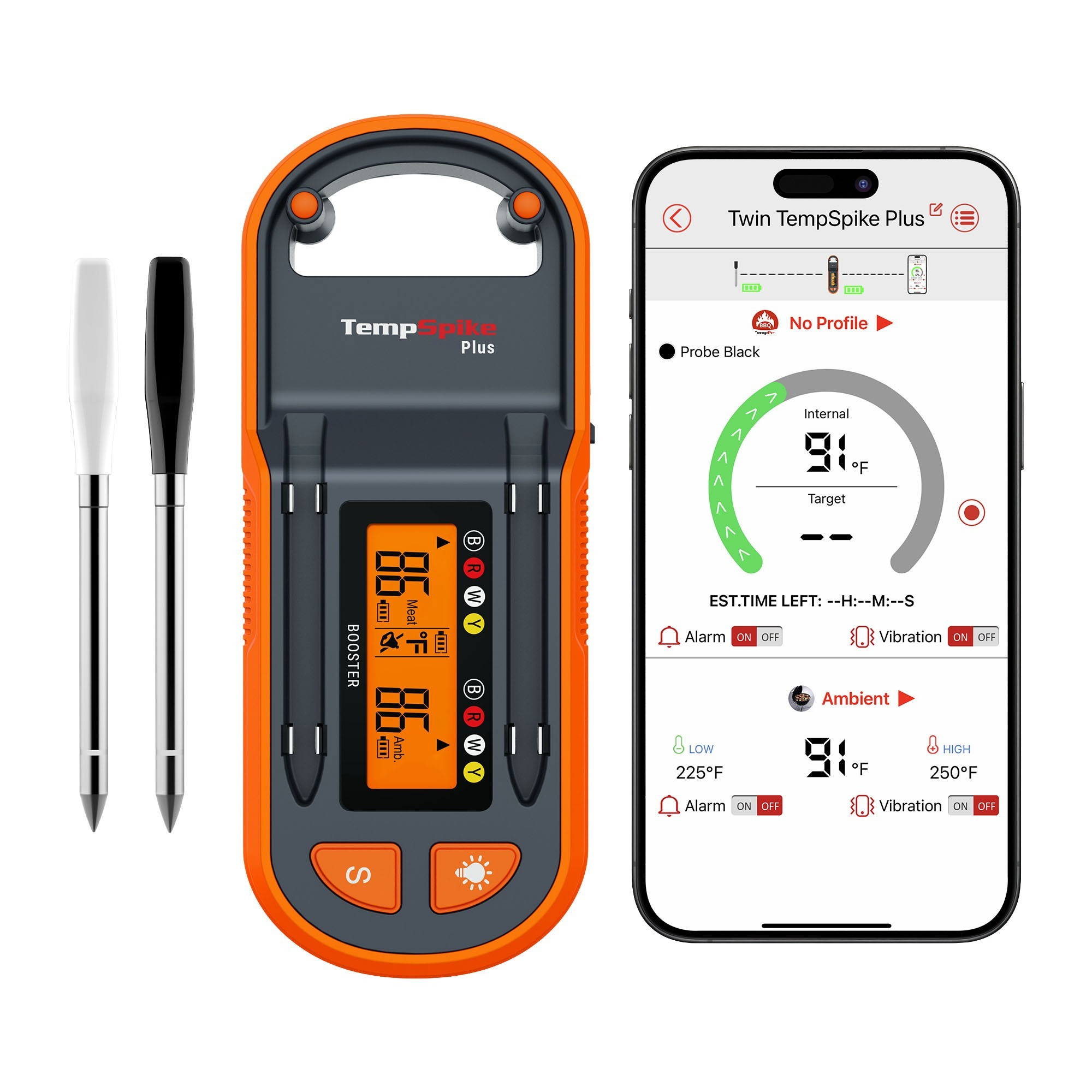 THERMOPRO TP972 Şarjlı 182m Kablosuz Alarmlı 2Problu Telefon Kontrollü Profesyonel Gıda Termometresi