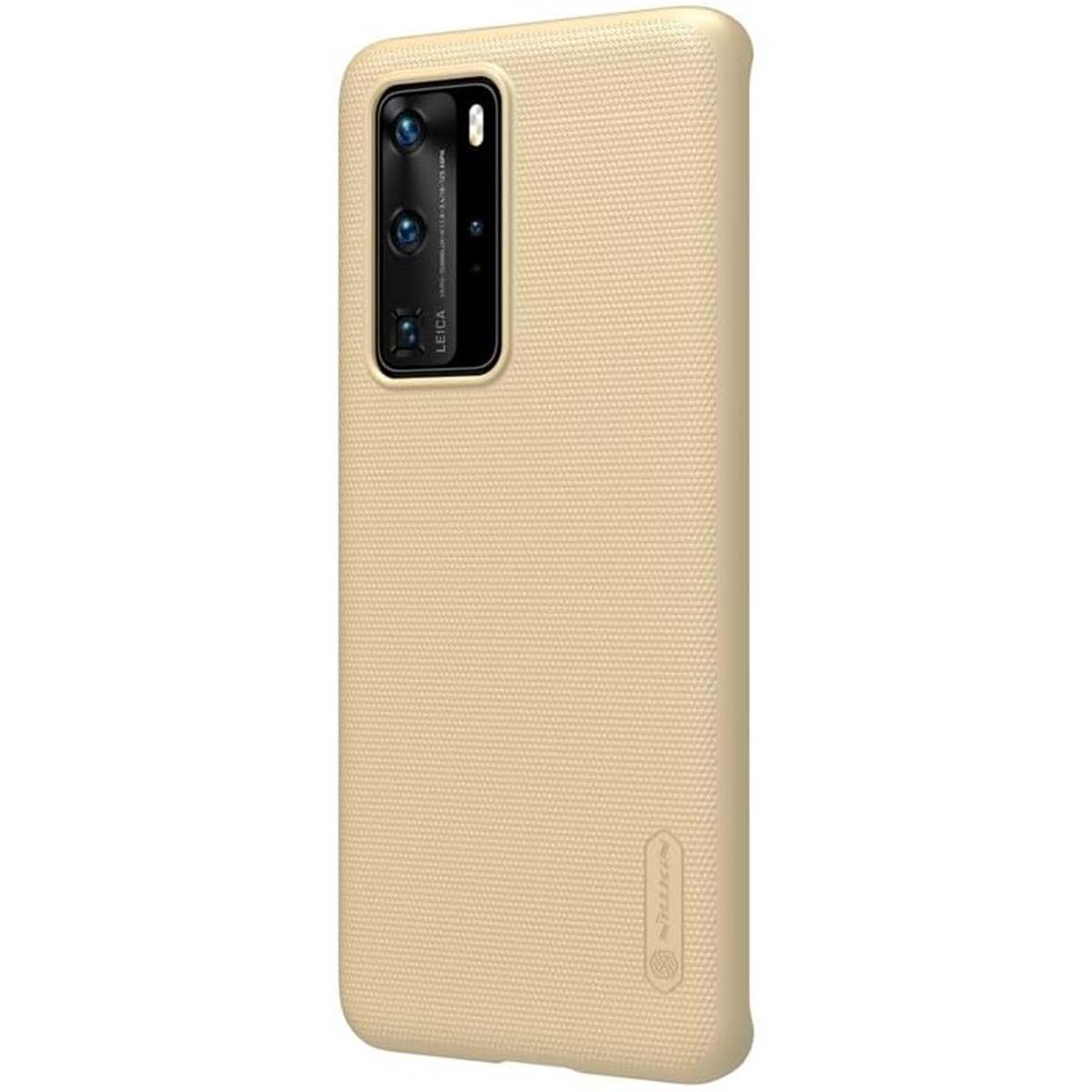 Una custodia per telefono color cuoio con un array di fotocamere sul retro.