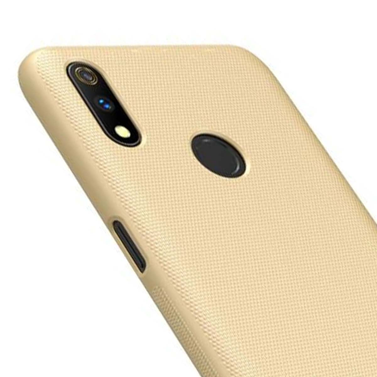 Eine goldene Handyhülle mit Kameralinsen und einem Fingerabdrucksensor.
