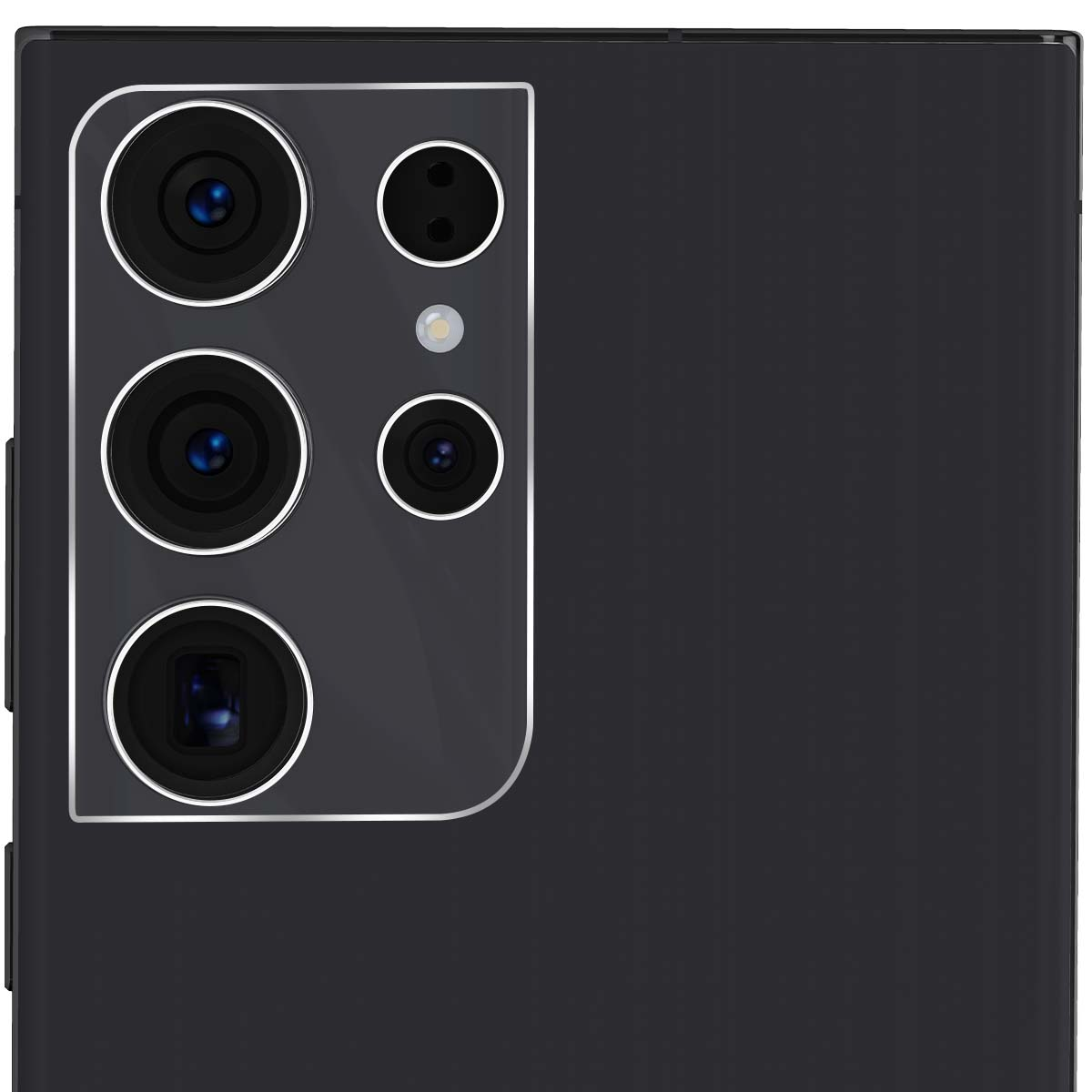 Gros plan de l'arrière d'un smartphone noir avec un module caméra.