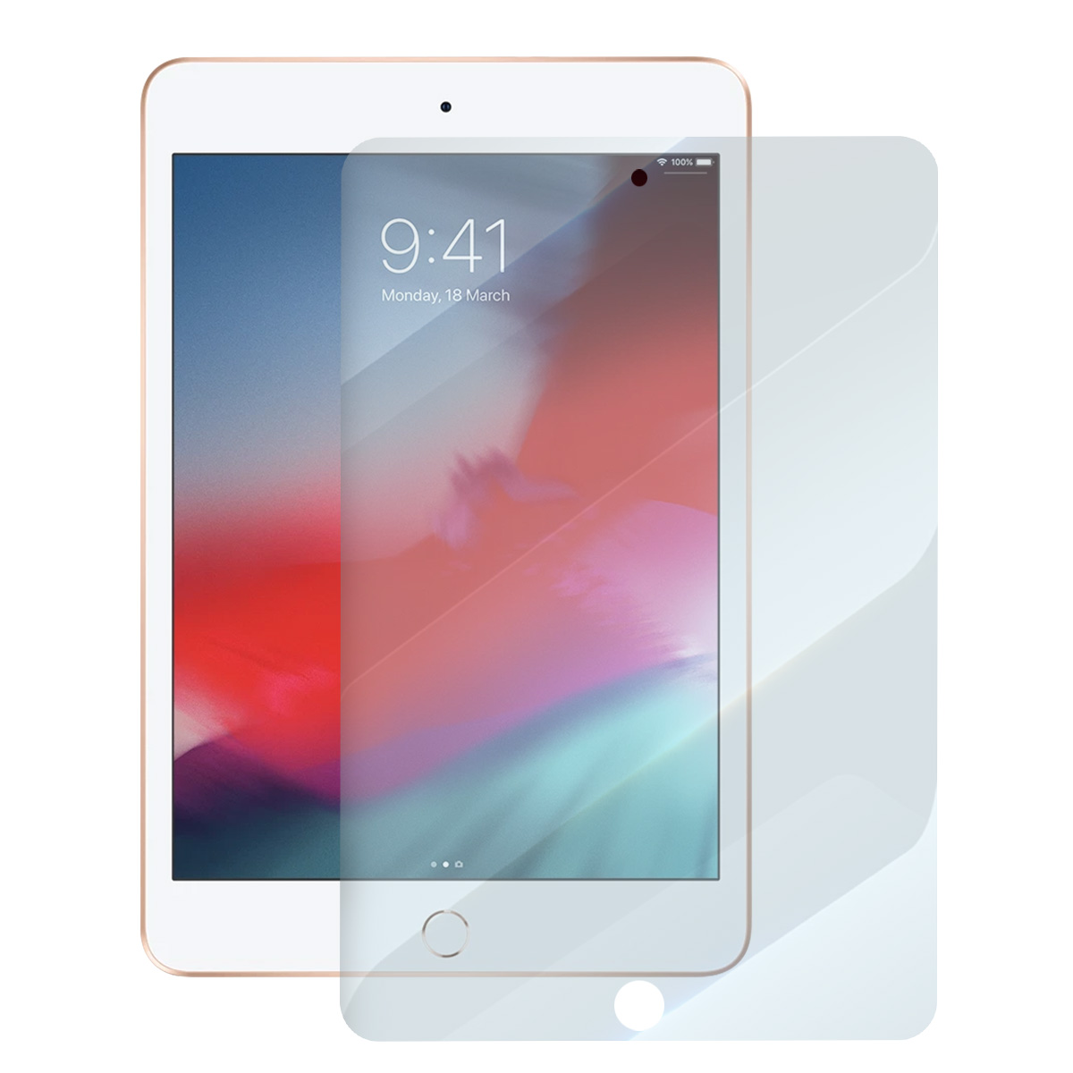 Een tablet met een schermprotector. De tijd is 9:41.