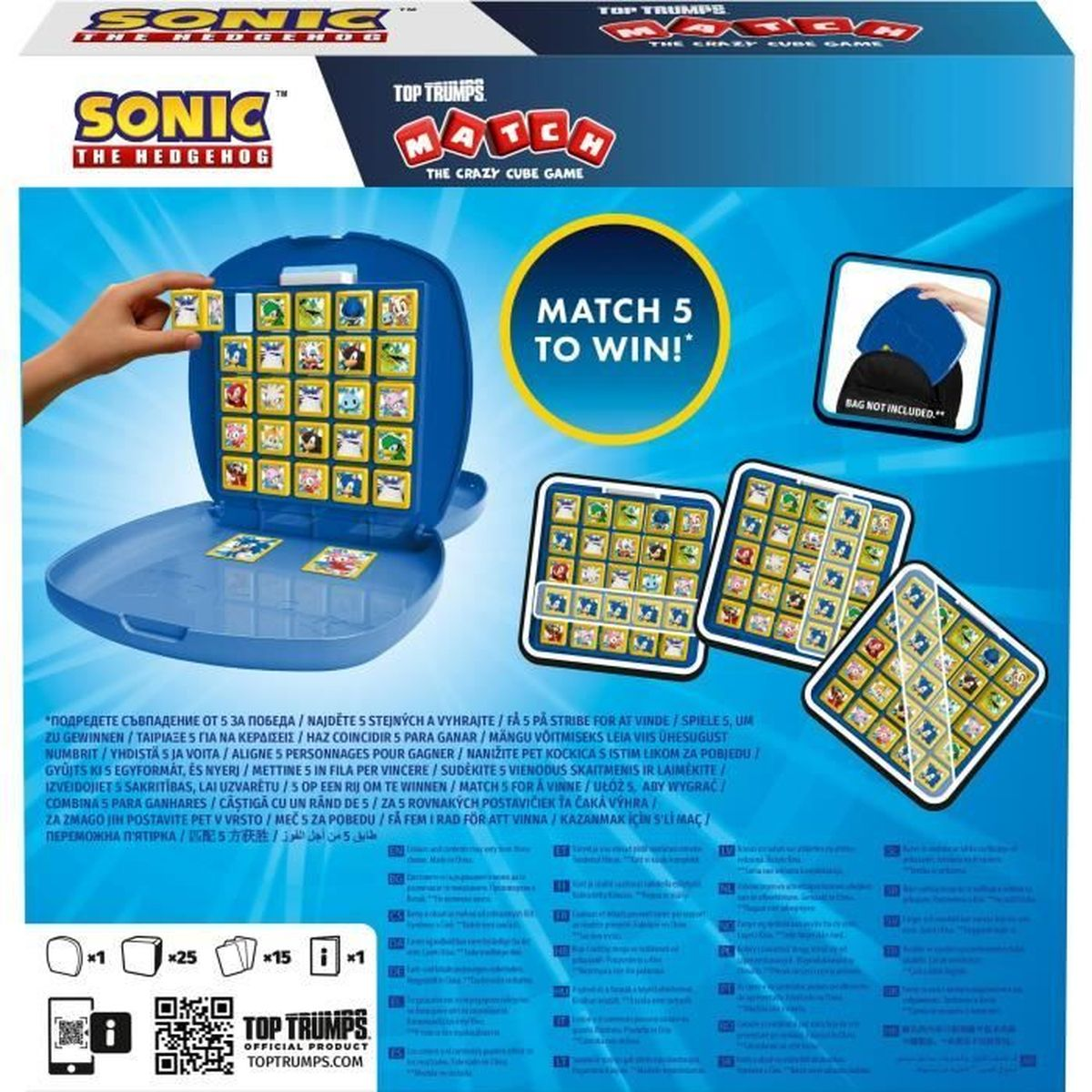 Sonic Match Spiel: Ein Spieler legt Würfel. Ein Spielbrett zeigt bunte Charaktere.