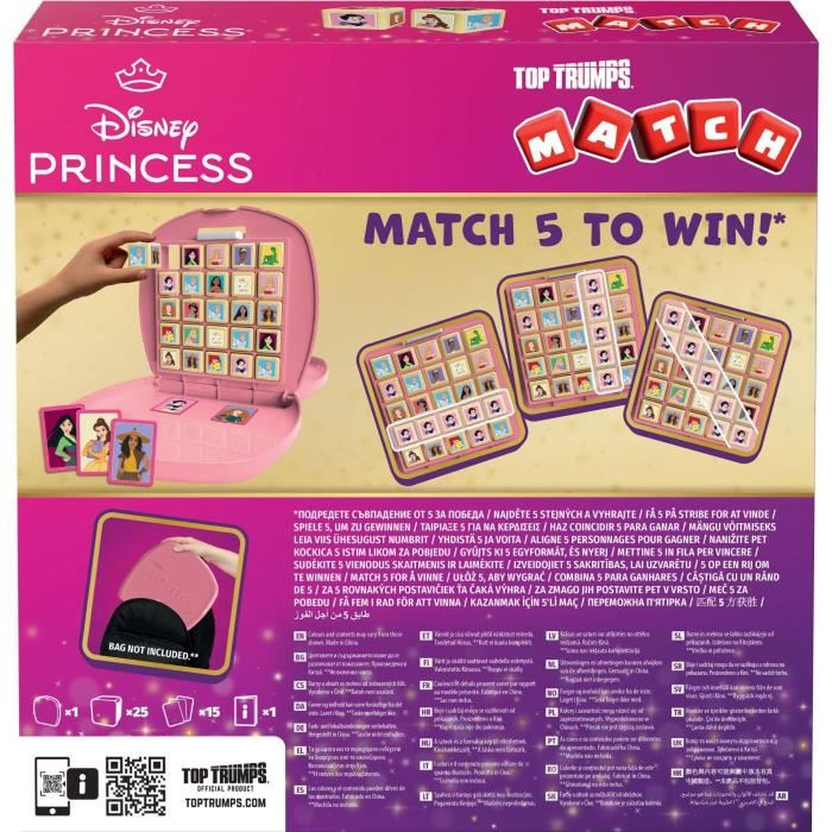 Disney Princess Top Trumps Match Spiel mit Charakterkarten und Spielbrett.