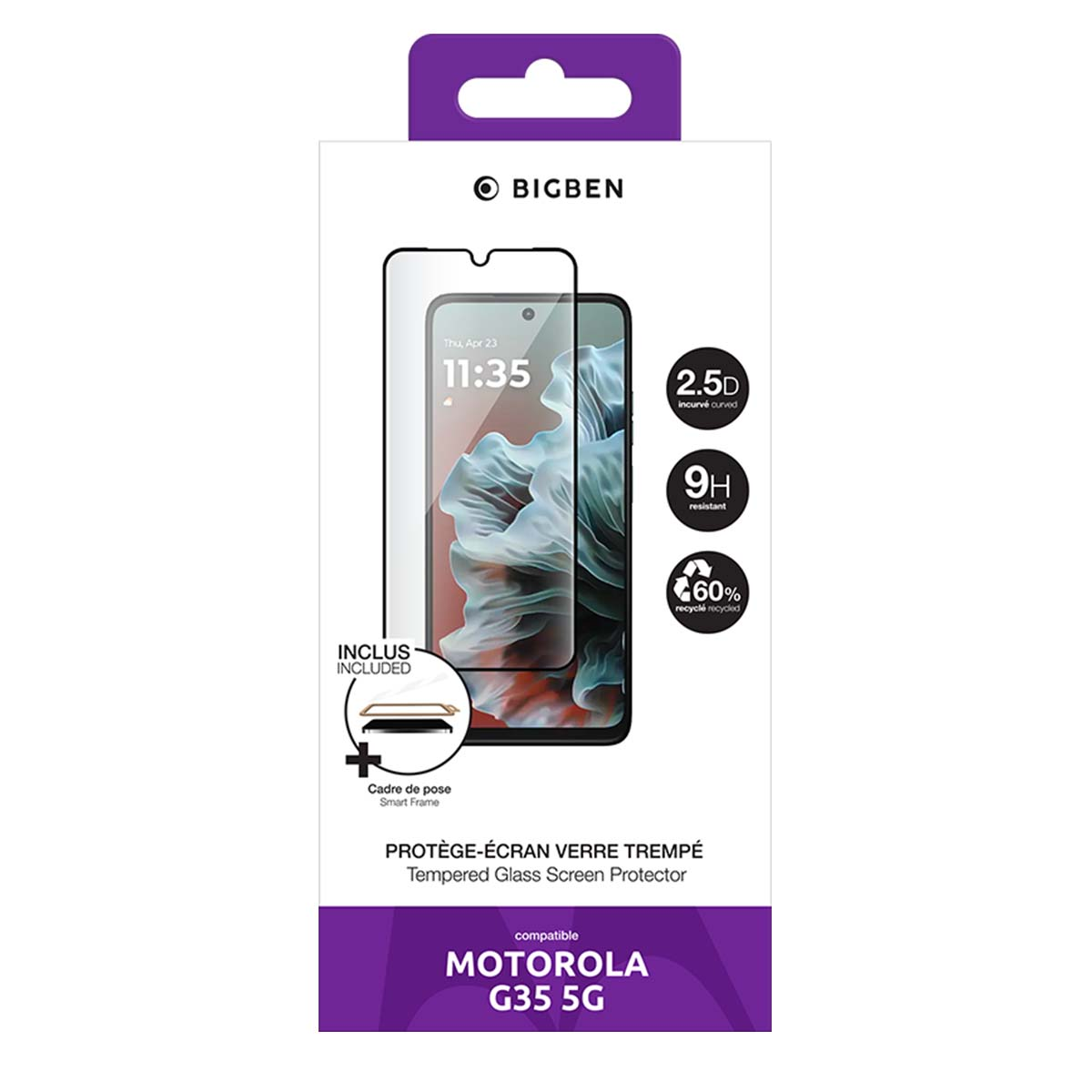 Emballage de protection d'écran BIGBEN pour Motorola G35 5G.