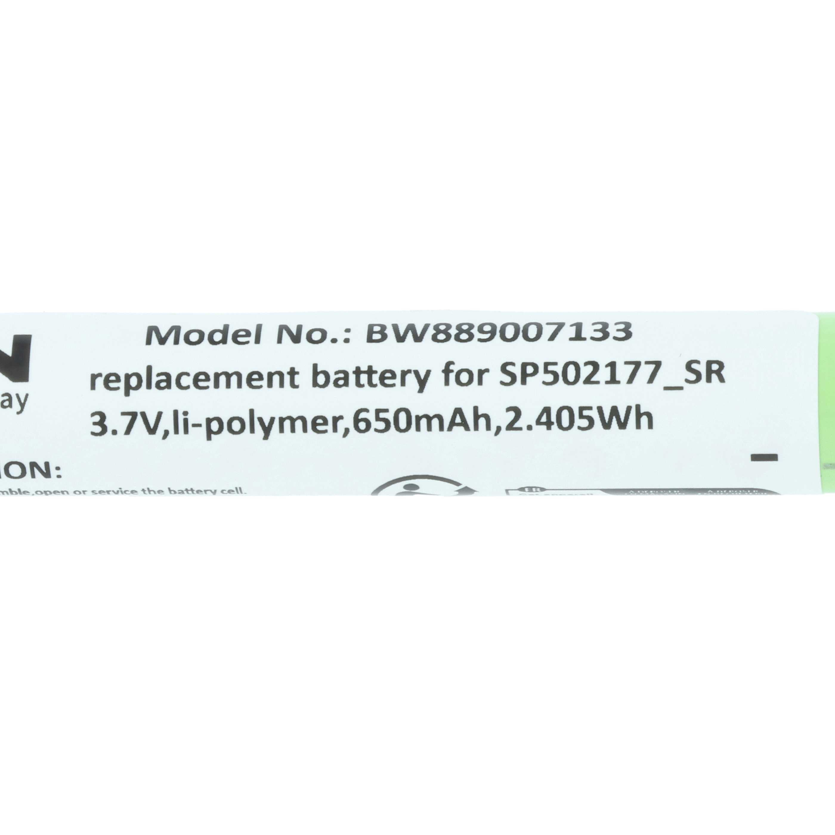 Ersatzakku BW889007133, 3,7V Li-Polymer, 650mAh.