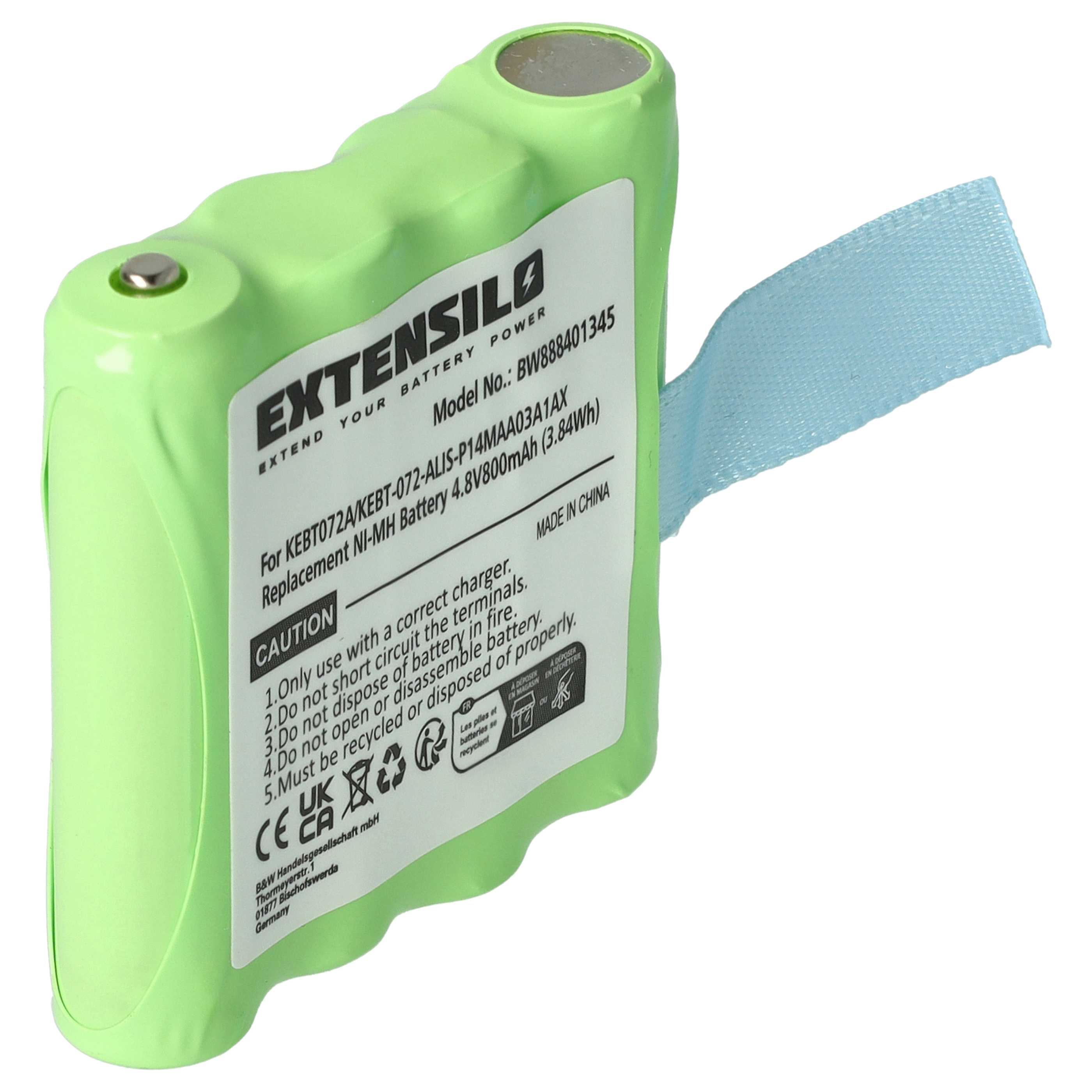 Grüne Ni-MH-Batterie mit blauer Zuglasche, Modell BW888401345.