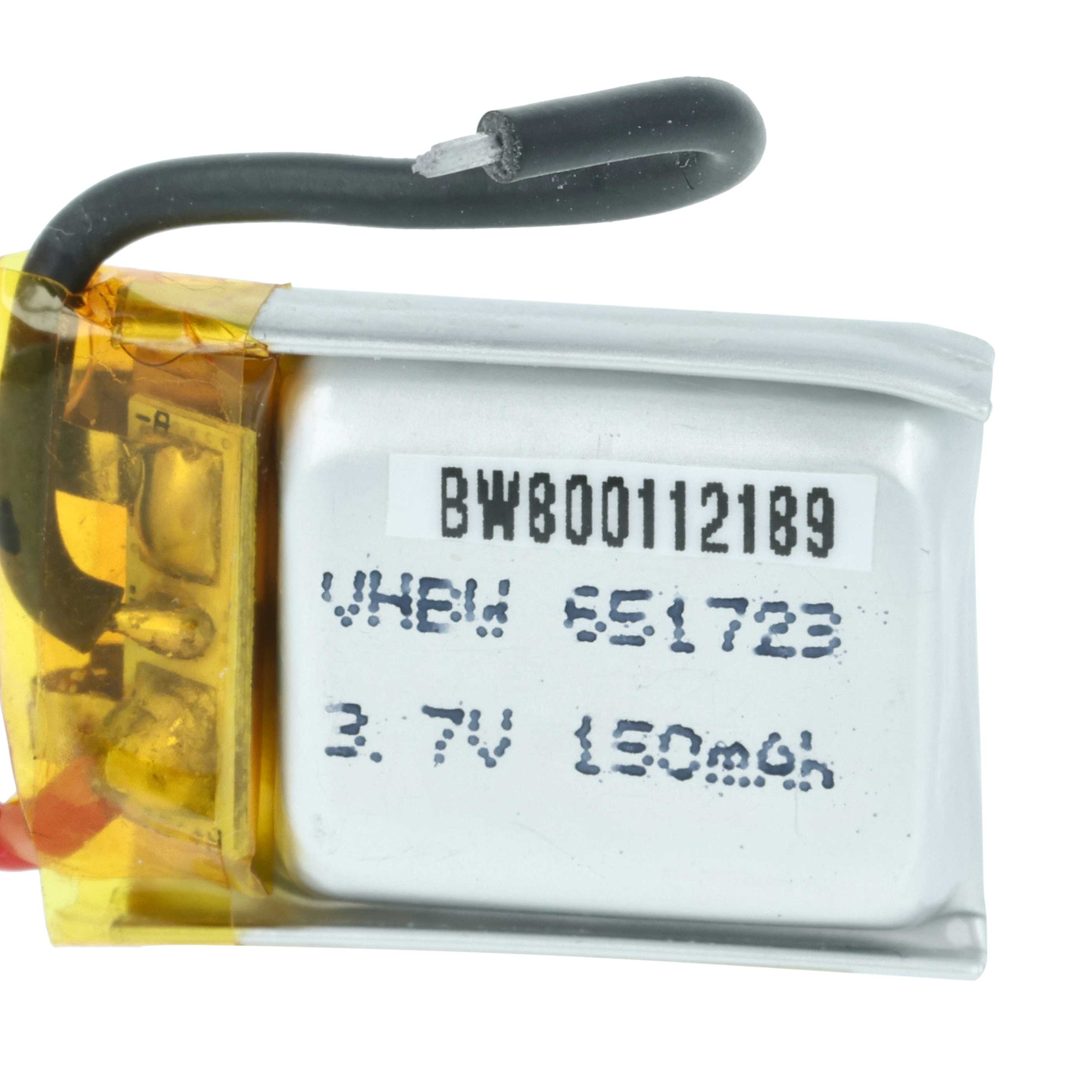 Ein kleines Lithium-Polymer-Akkupack mit Kabeln und Beschriftung: BW800112189.