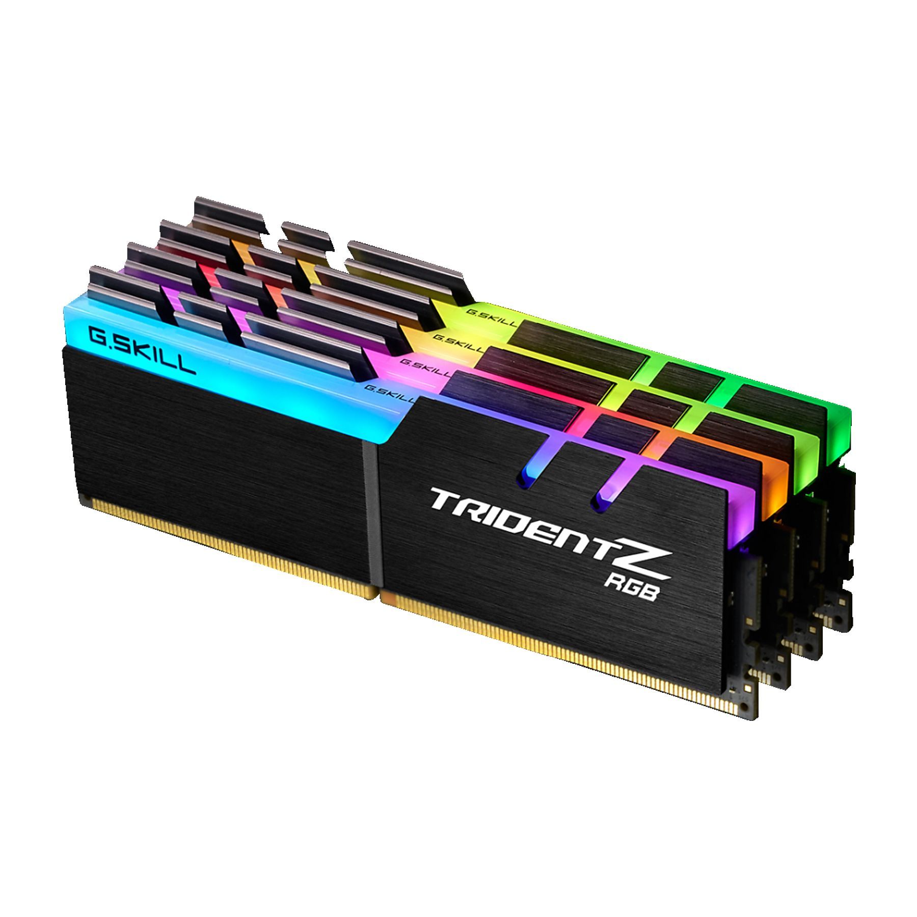G.Skill Trident Z RGB RAM-Riegel mit schwarzem Kühlkörper und bunten Lichtern.