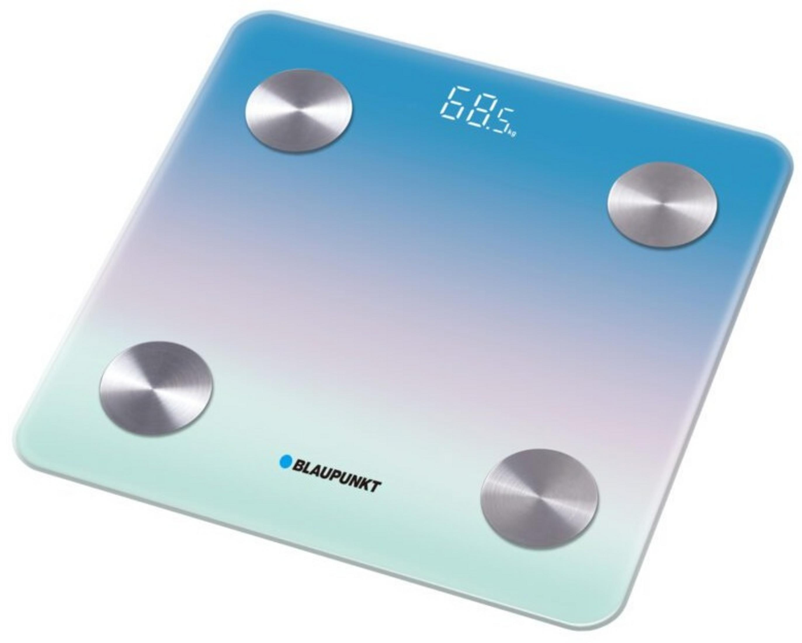 Waga cyfrowa z niebiesko-fioletową powierzchnią gradientową i wyświetlaczem LCD 68.5.