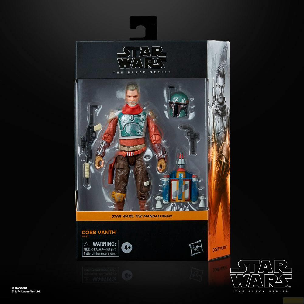 Star Wars Cobb Vanth Actionfigur in Verpackung mit Zubehör.