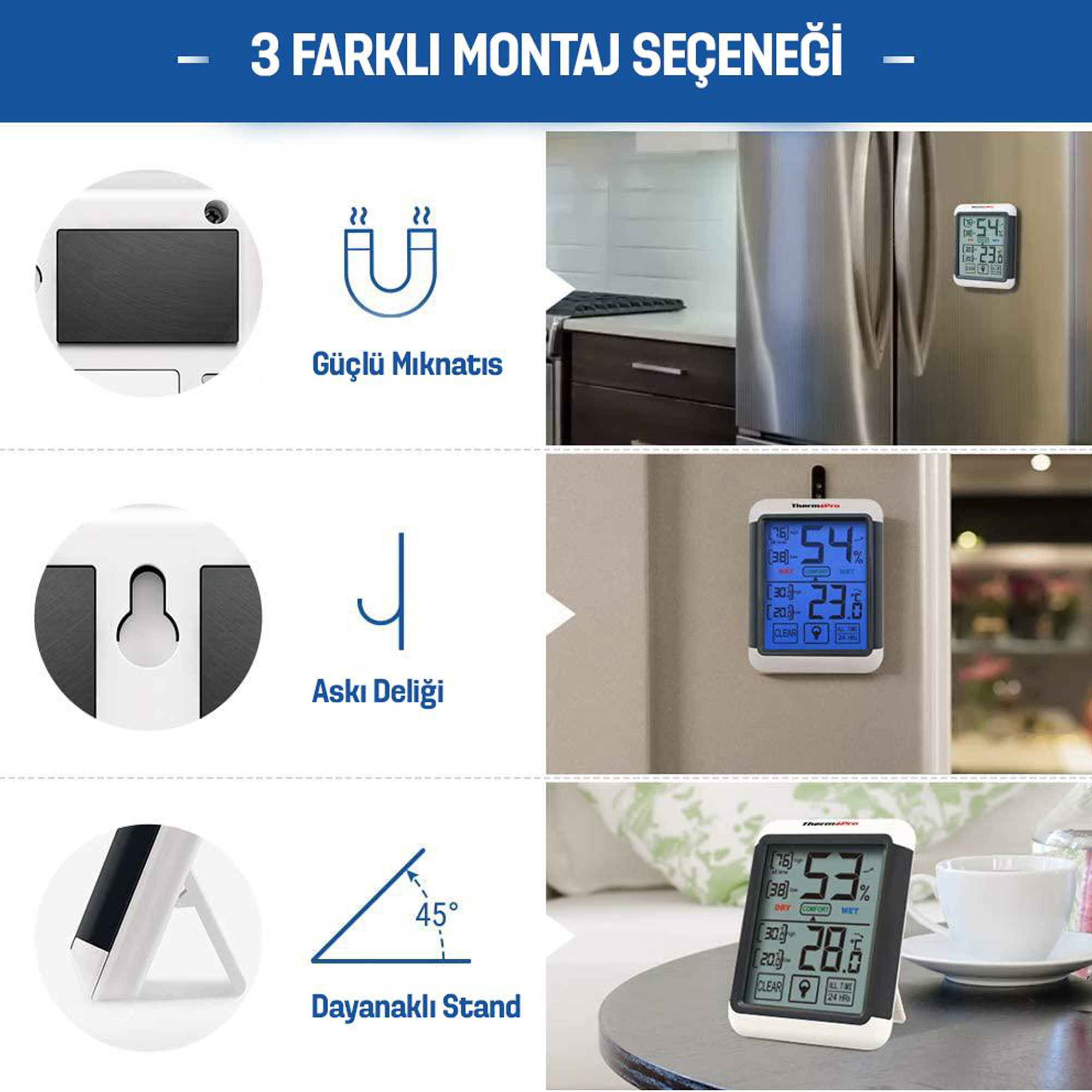 THERMOPRO TP359 Akıllı İç Mekan Sıcaklık ve Nem Ölçer Termometre