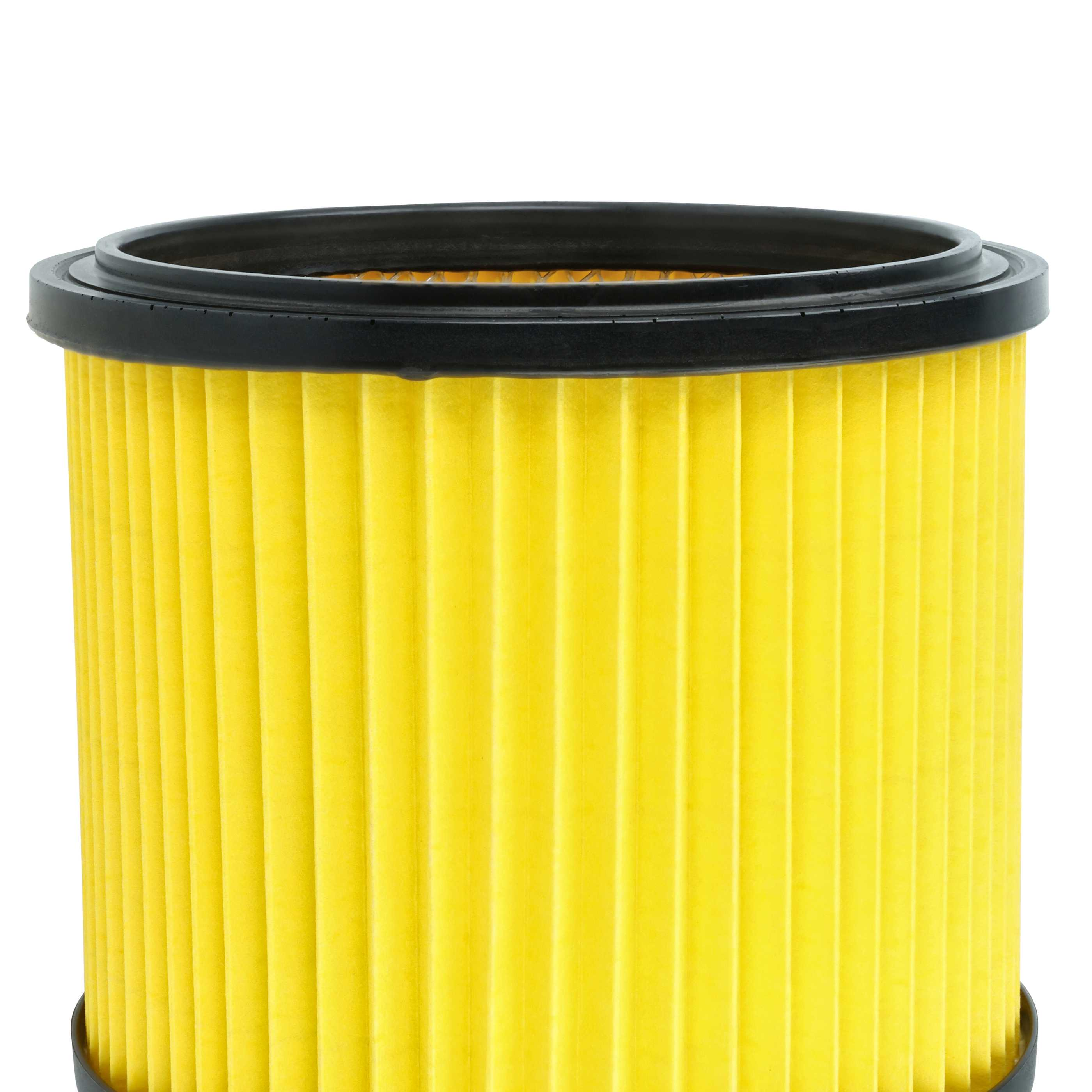 Ein gelber Luftfilter mit schwarzem Rand auf weißem Hintergrund.