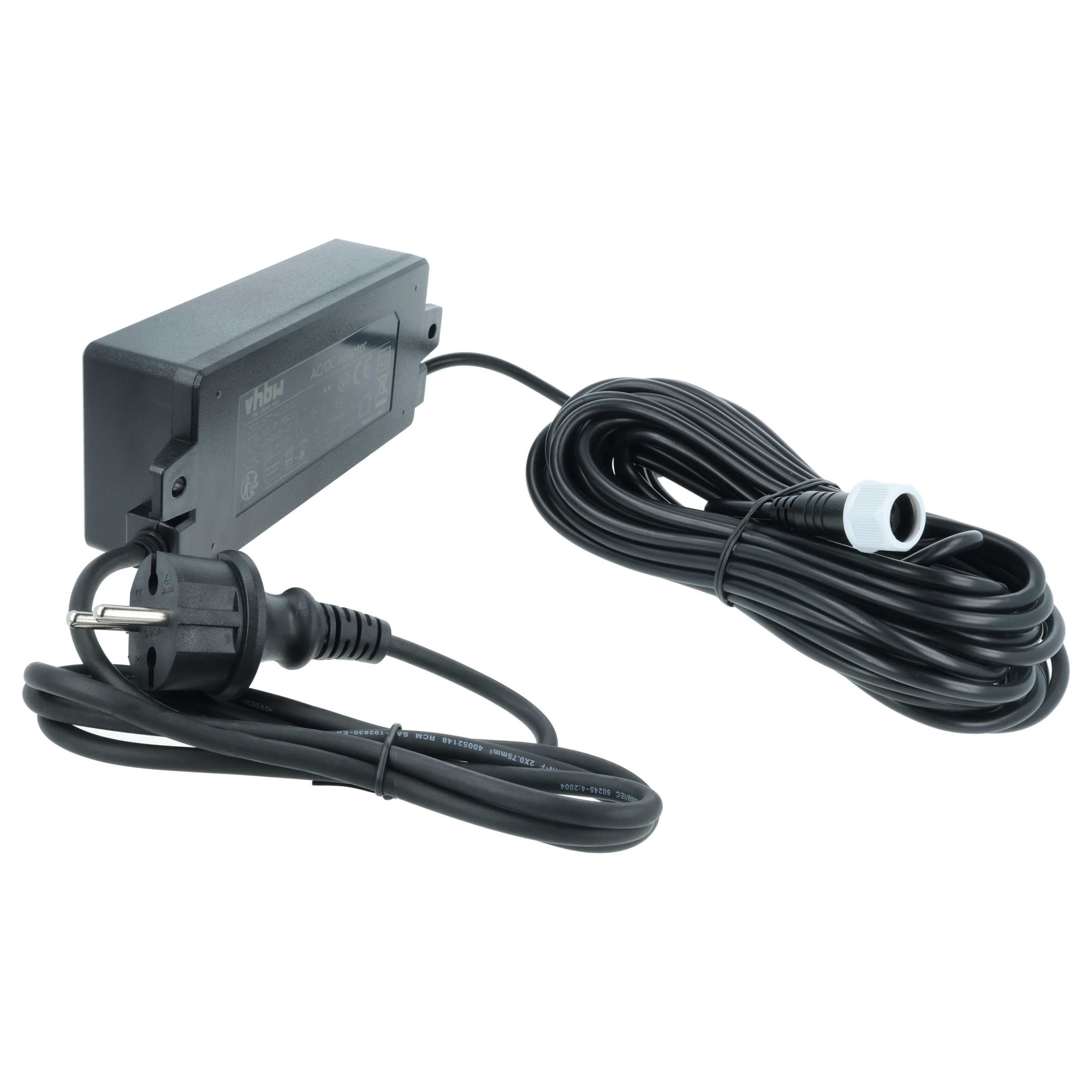 Schwarzer AC/DC-Adapter mit Kabel und Stecker.