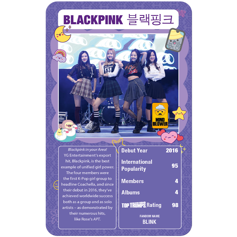 Quattro cantanti K-Pop delle BLACKPINK sul palco, con statistiche.