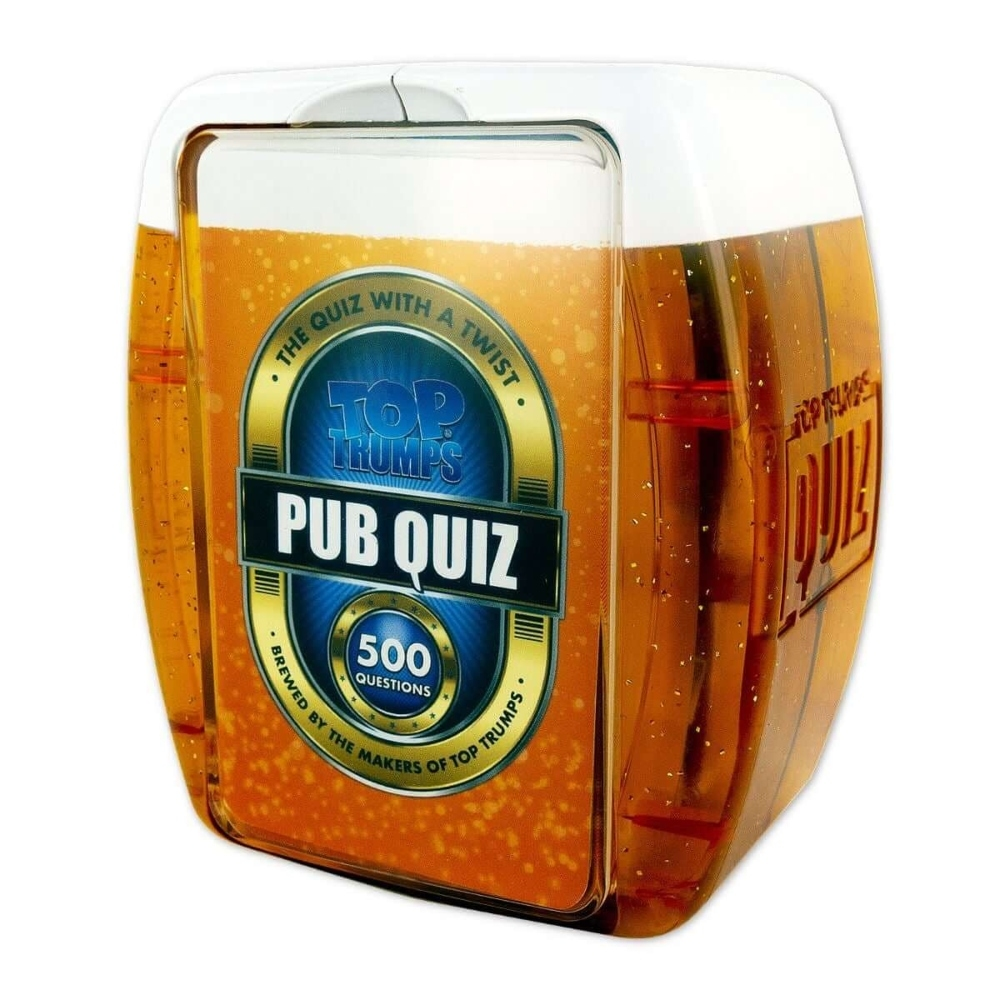 Confezione gioco di carte Pub Quiz Top Trumps a forma di boccale di birra.