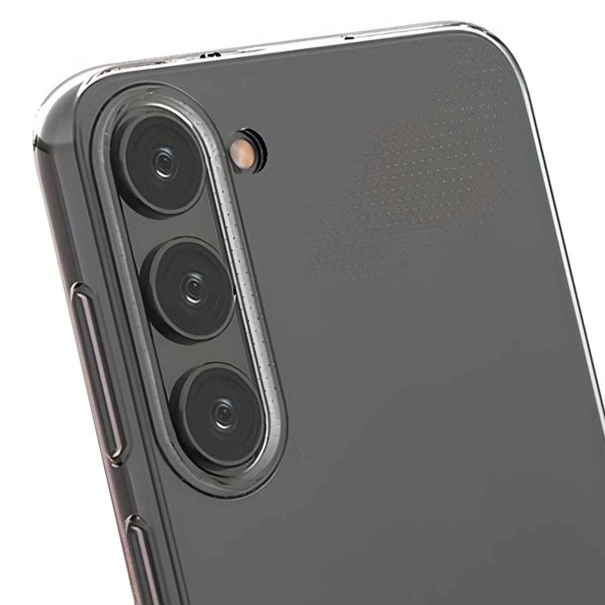 Retro di una cover trasparente per telefono con tre lenti.