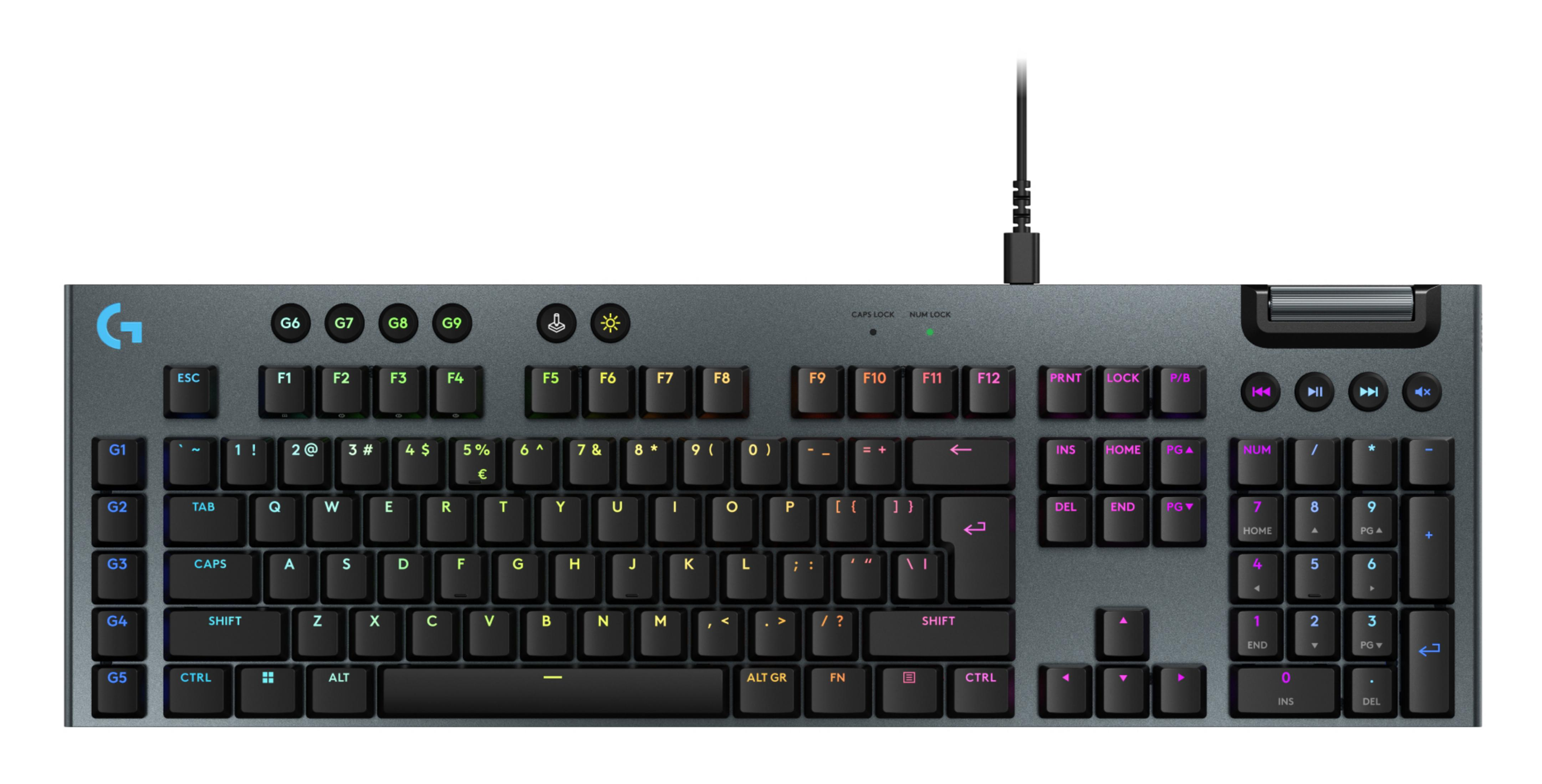 LOGITECH G G915 X GL Tactile Brown Switch RGB İngilizce Mekanik Kablolu Gaming Klavye Siyah